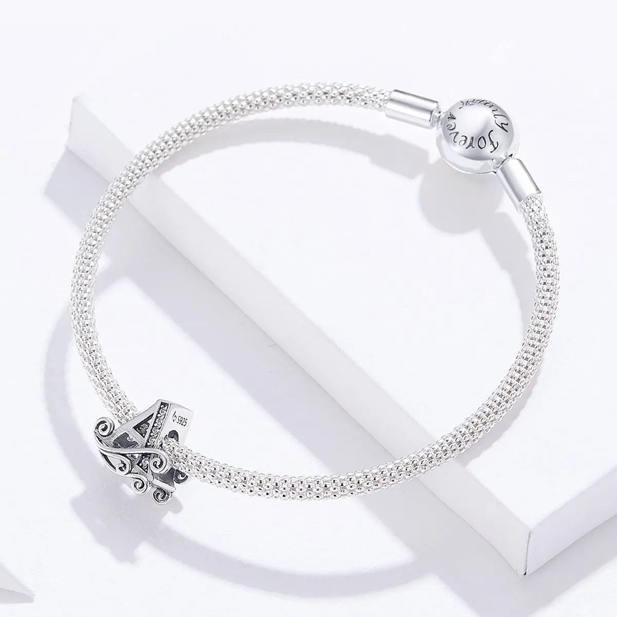 Pandora Style Silver Letter A Mesh Bracelet - SCB829