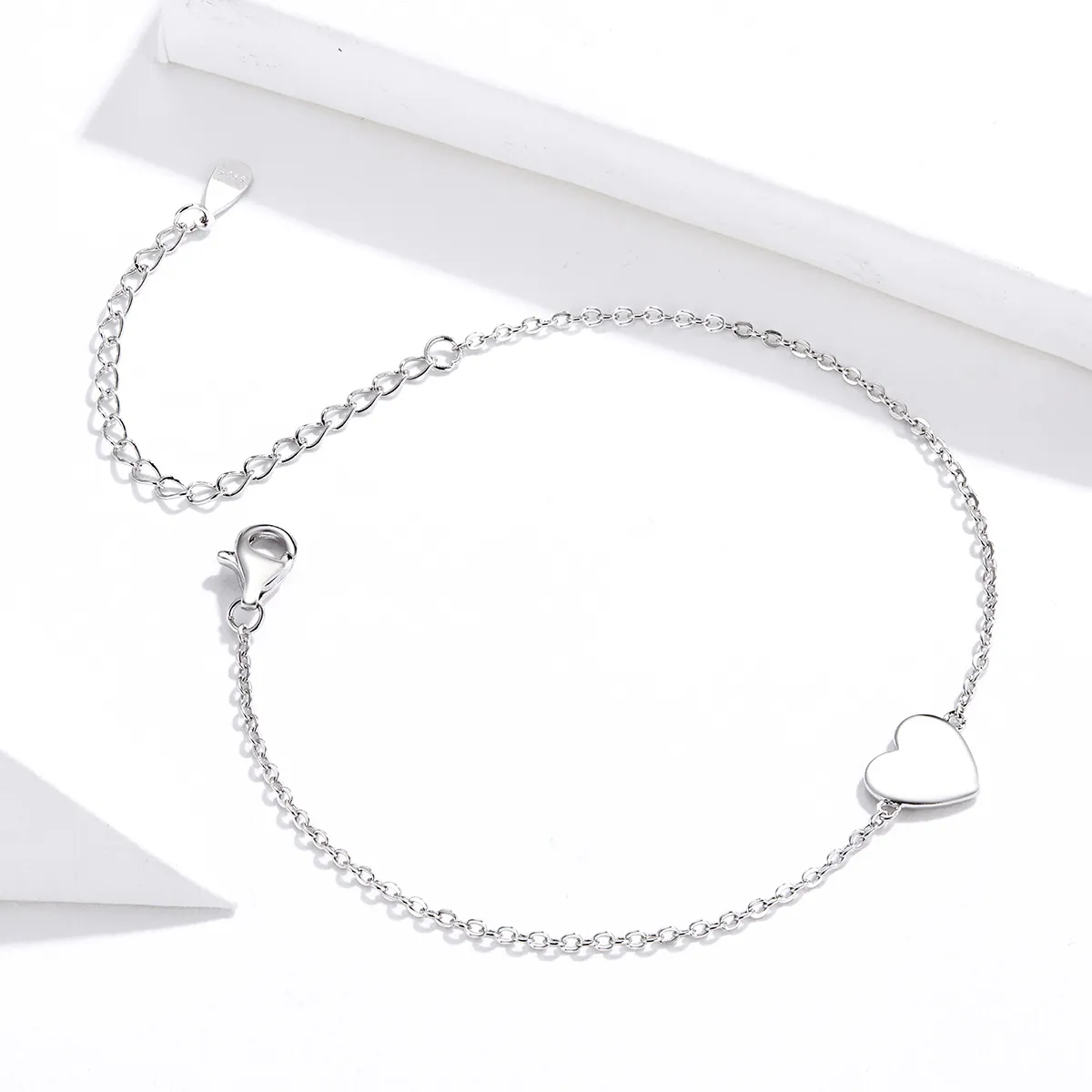 Pandora Style Silver Loved Heart Chain Slider Bracelet - SCB161