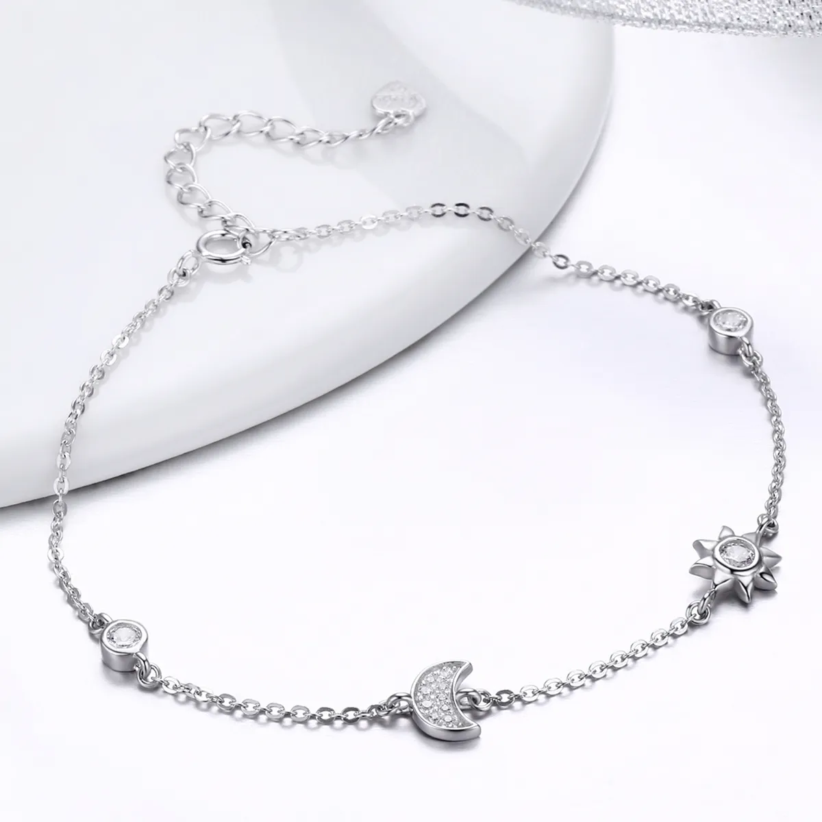 Pandora Style Silver Moon Sun and Stars Chain Slider Bracelet - SCB081