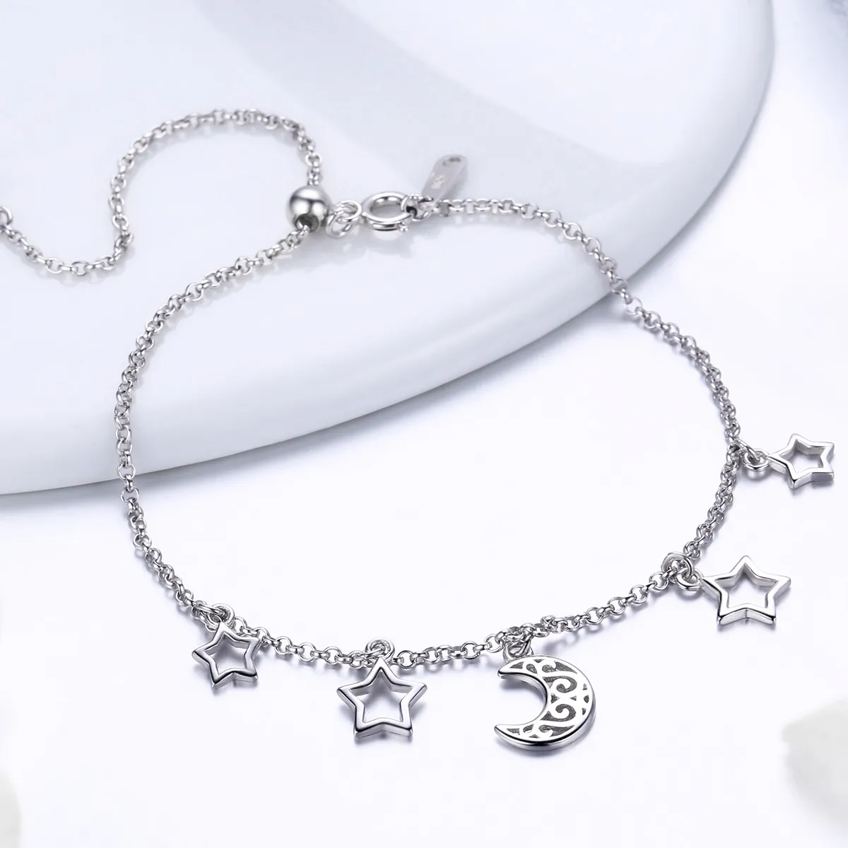 Pandora Style Silver Starry Sky Chain Slider Bracelet - SCB107
