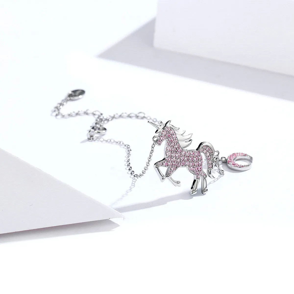 Pandora Style Silver Unicorn Chain Slider Bracelet - SCB155