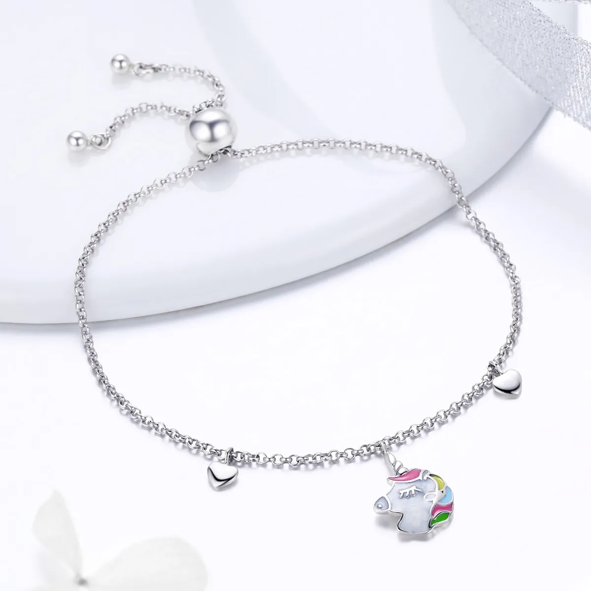 Pandora Style Silver Unicorn Memory Chain Slider Bracelet - SCB106