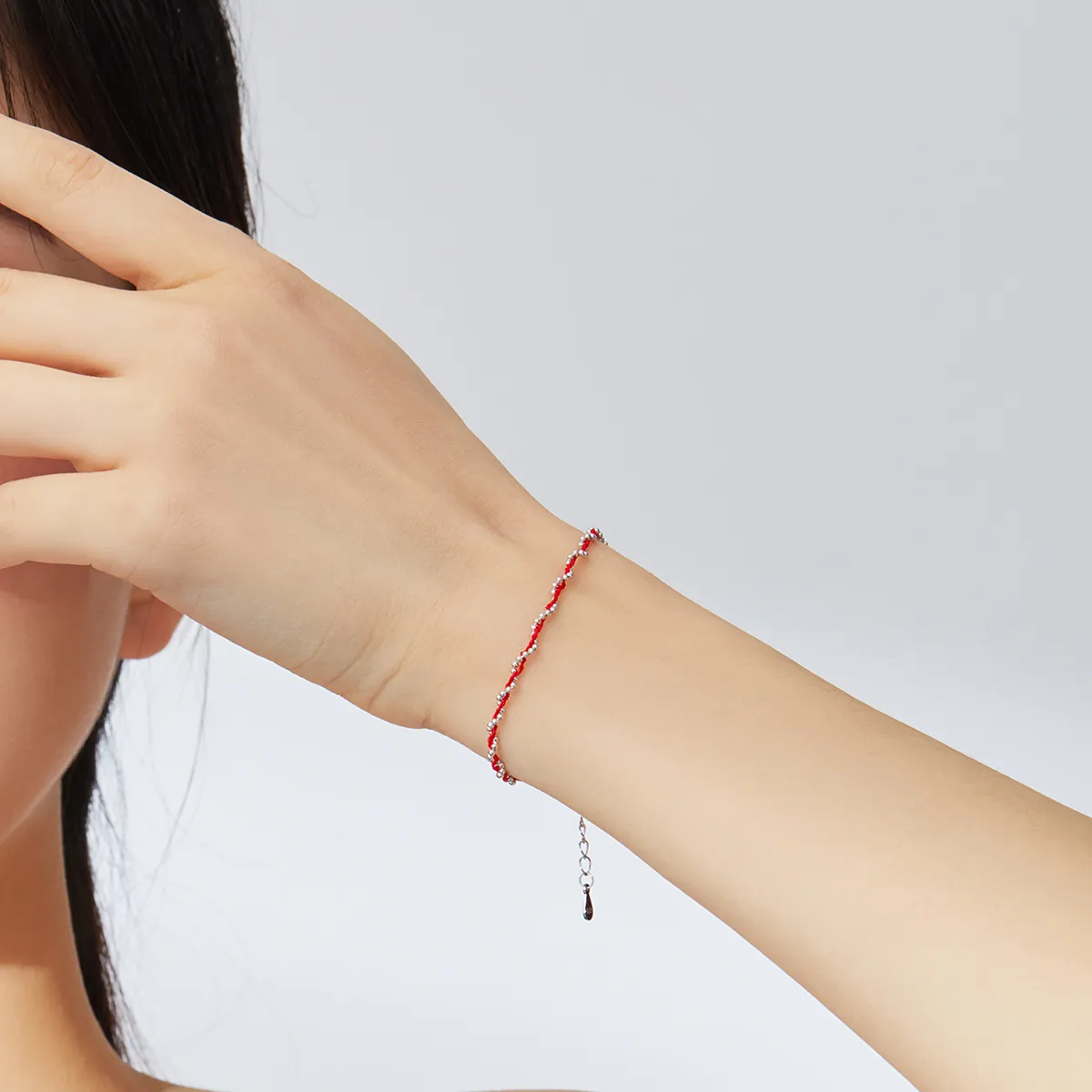 Silver & Red Rope Bracelet - SCB173-Rd