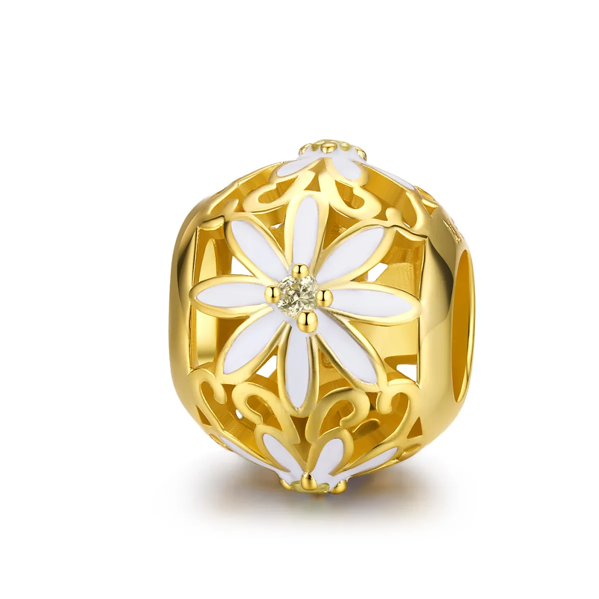 pandora style gold plated daisy charm scc1216