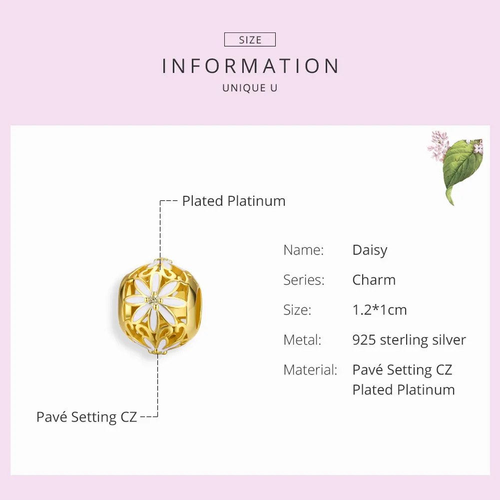 Pandora Style Gold-Plated Daisy Charm - SCC1216