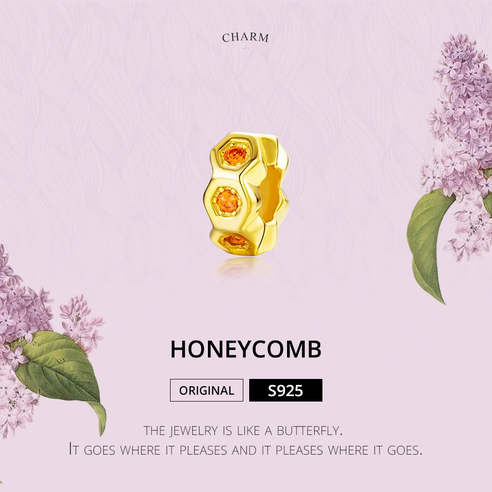 Pandora Style Gold-Plated Honeycomb Spacer - SCC1170