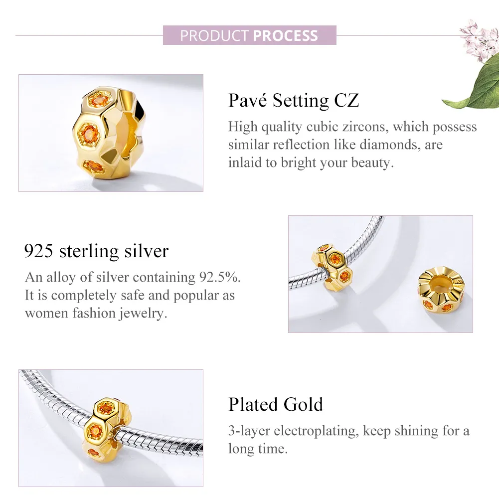 Pandora Style Gold-Plated Honeycomb Spacer - SCC1170