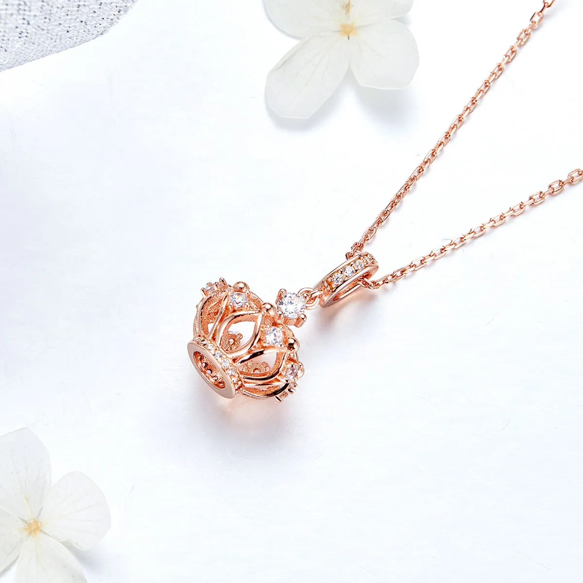 Pandora Style Rose Gold Regal Crown Dangle Charm - SCC1121