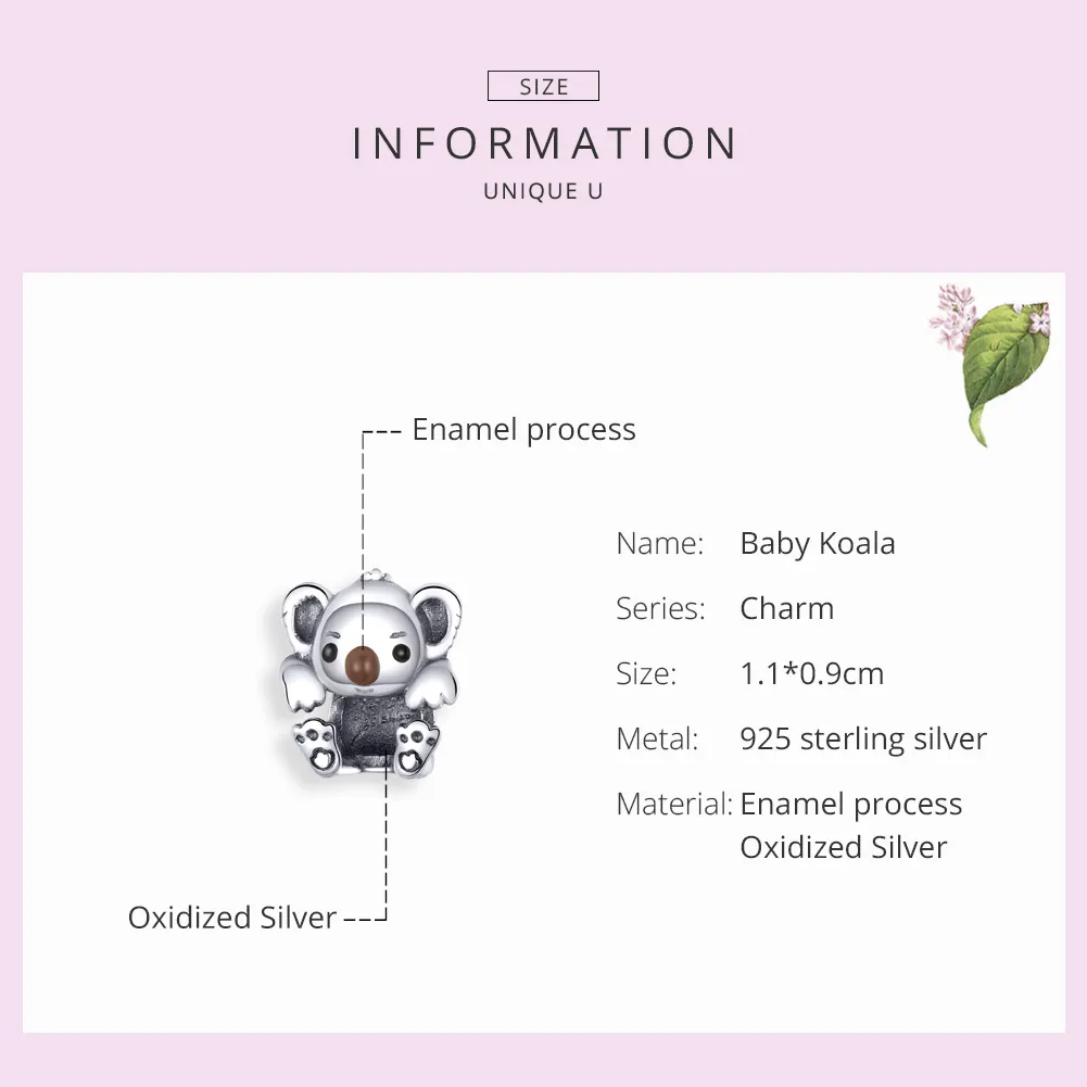 Pandora Style Silver Baby Koala Charm - SCC1304