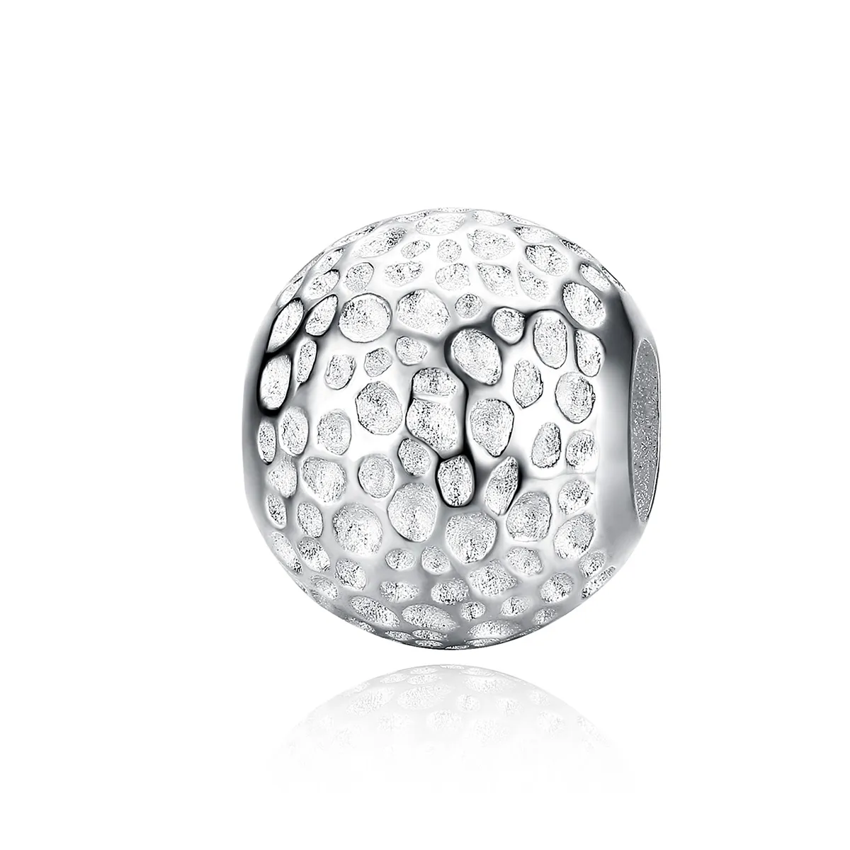 pandora style silver bead with texture charm scc1245