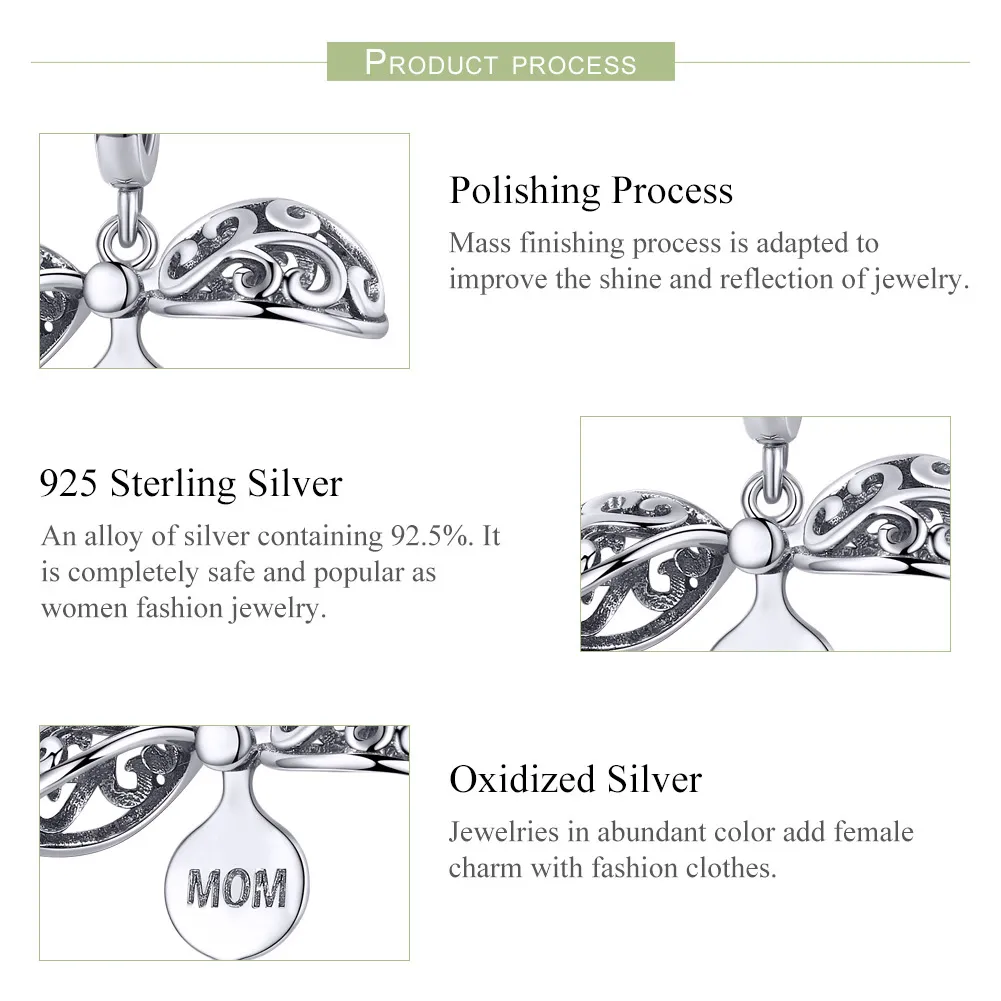 Pandora Style Silver Gartitude For Mom Dangle - SCC1008