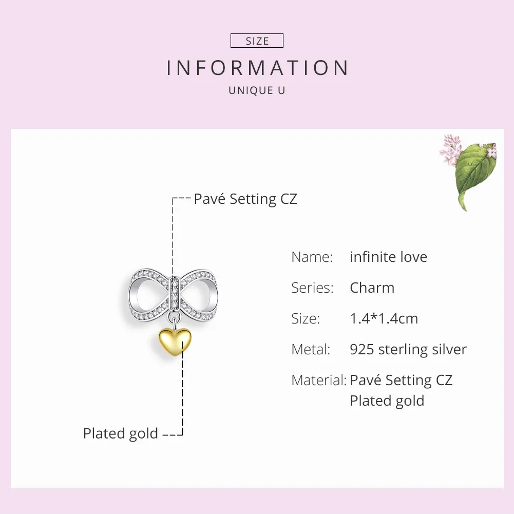Pandora Style Silver & Gold-Plated Infinite Love Charm - SCC1300