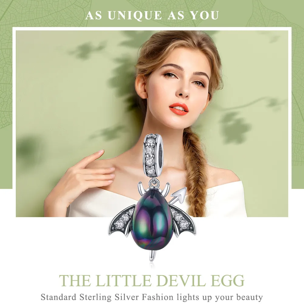 Pandora Style Silver Little Devil's Egg Dangle - SCC1063-K