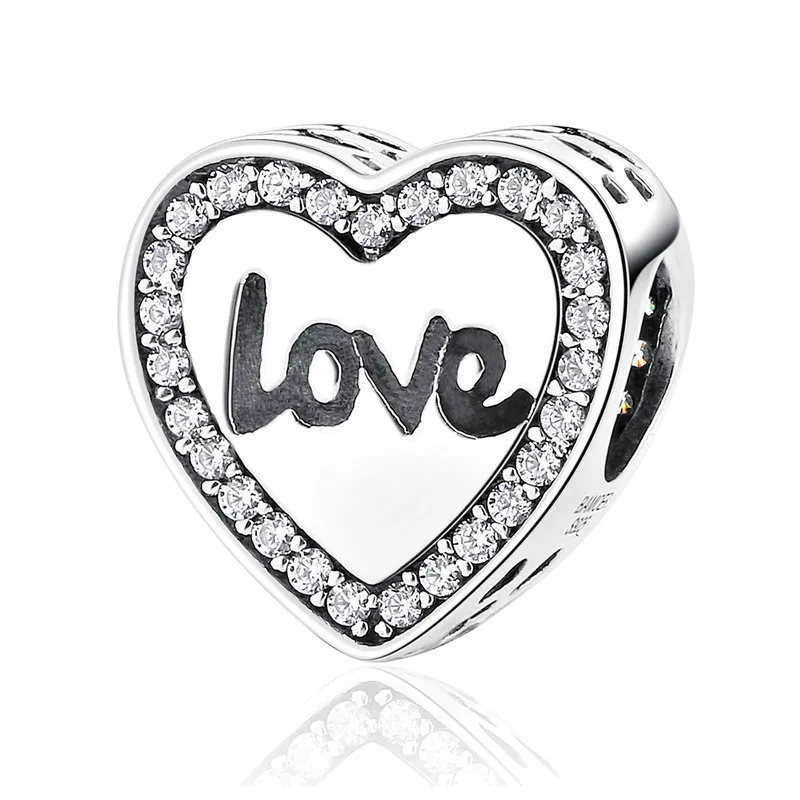 pandora style silver love heart charm scc089