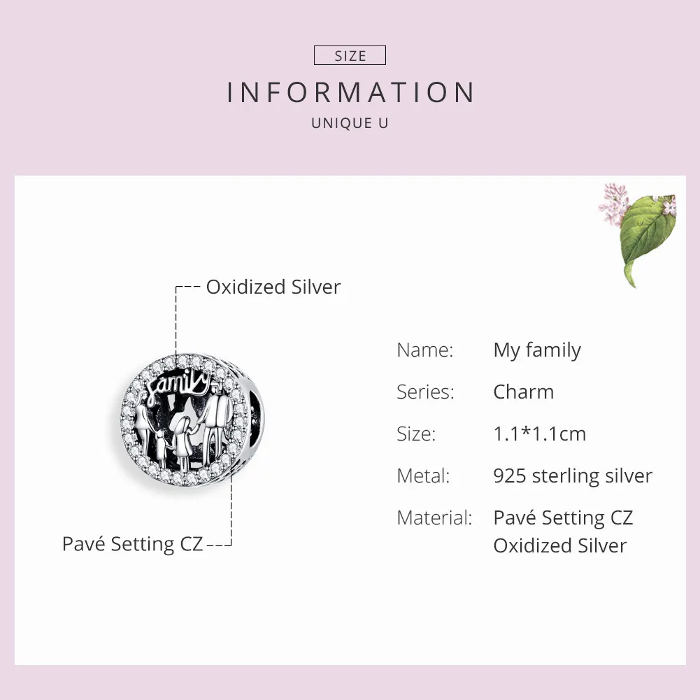 Pandora Style Silver My Family Charm - SCC1184
