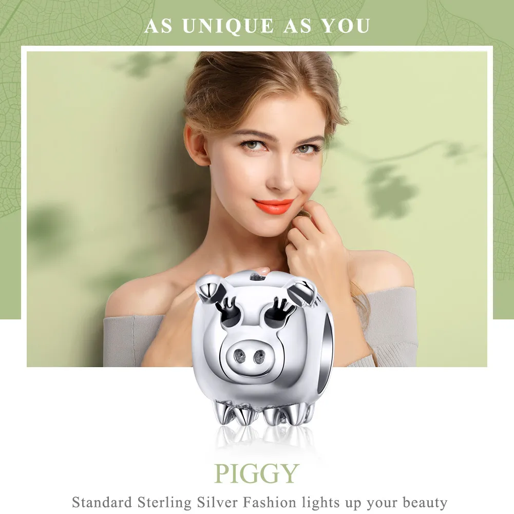 Pandora Style Silver Piggy Charm - SCC1051