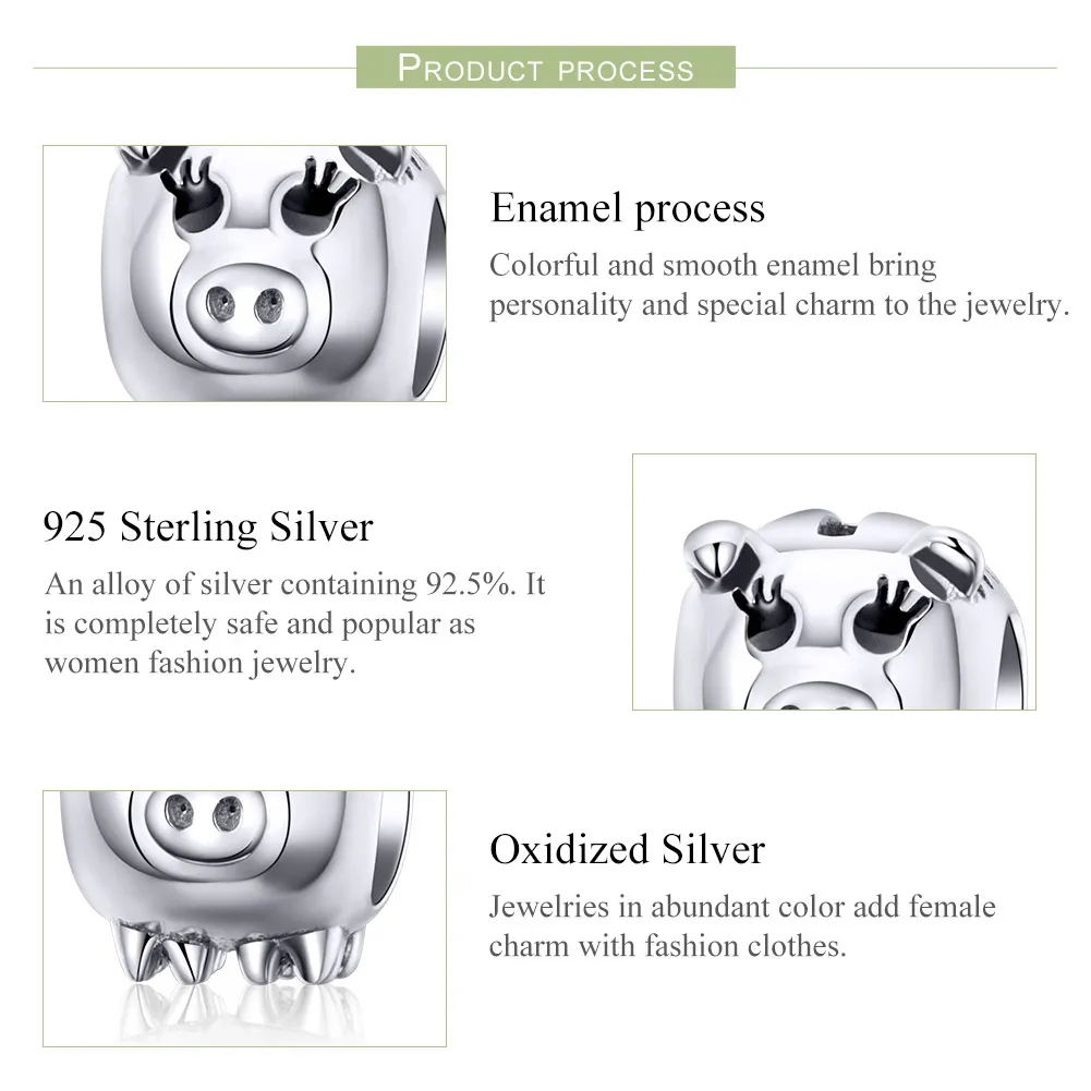 Pandora Style Silver Piggy Charm - SCC1051