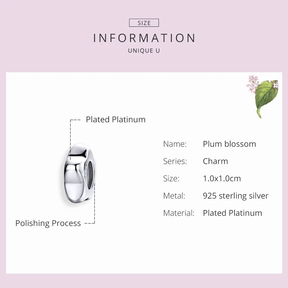 Pandora Style Silver Plum Blossom Spacer - SCC1168