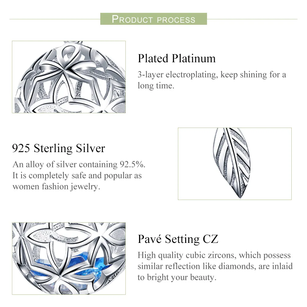 Pandora Style Silver Preserved Flower Dangle - SCC1123