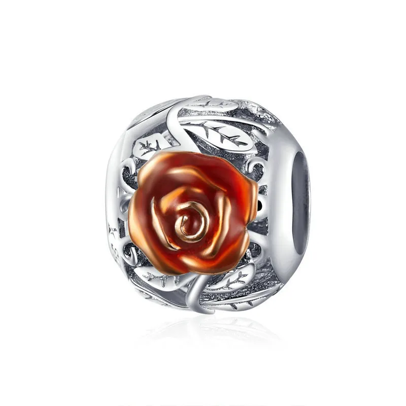 Pandora Style Silver Rose Flower Charm - SCC1221