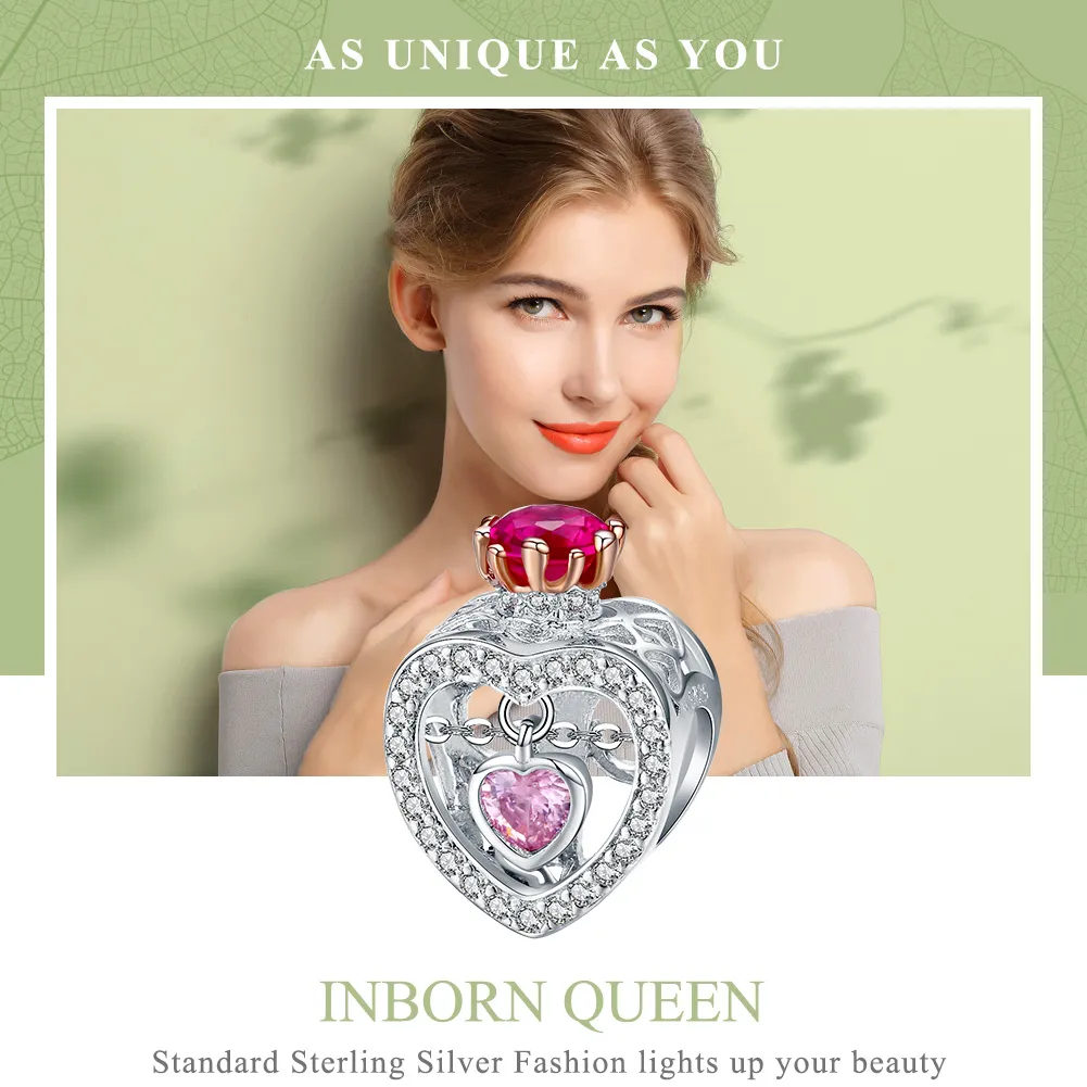 Pandora Style Silver & Rose Gold Inborn Queen Charm - SCC1115