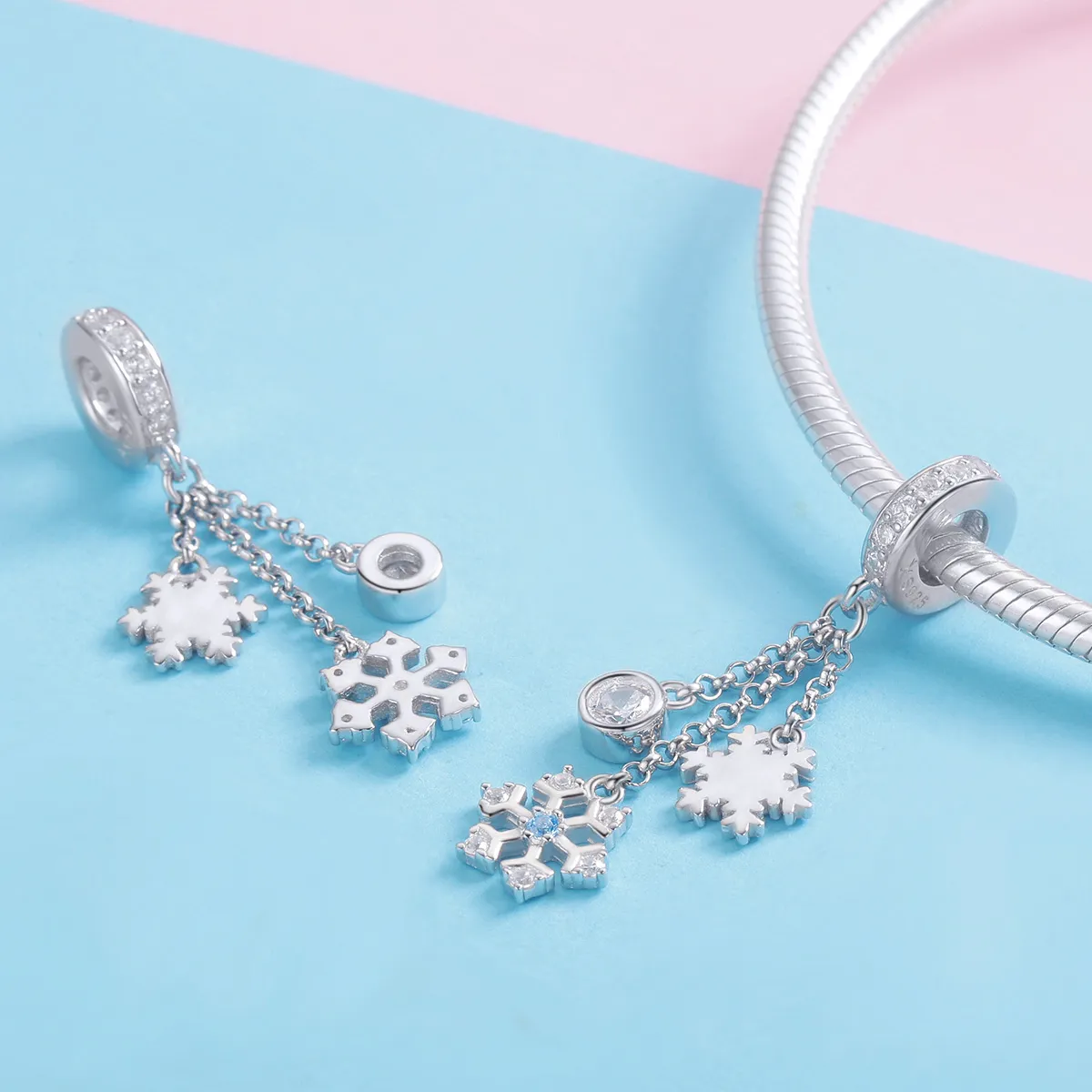 Pandora Style Silver Snowflake Dangle - SCC1020