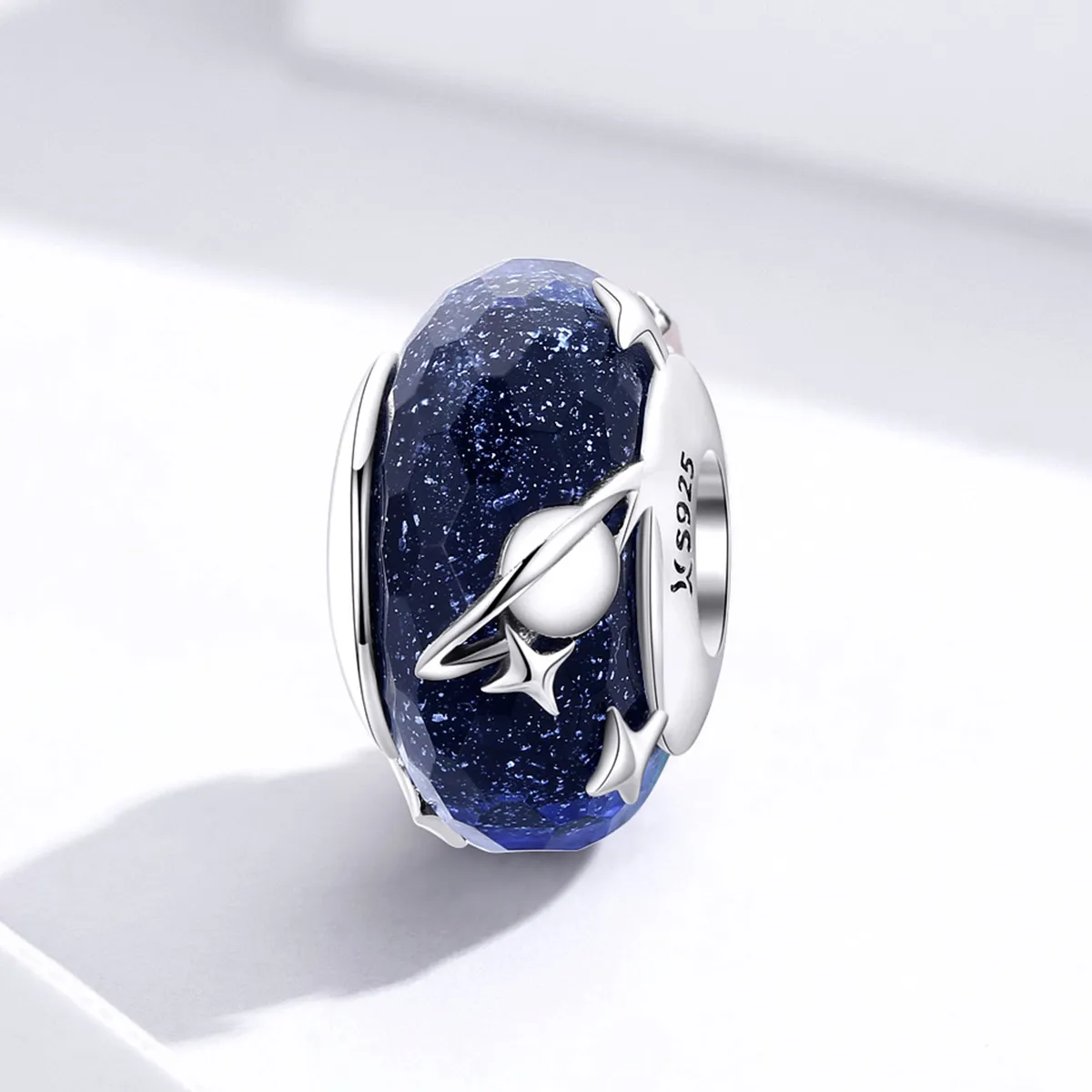 Pandora Style Silver Starry Sky Murano Glass Charm - SCC1284