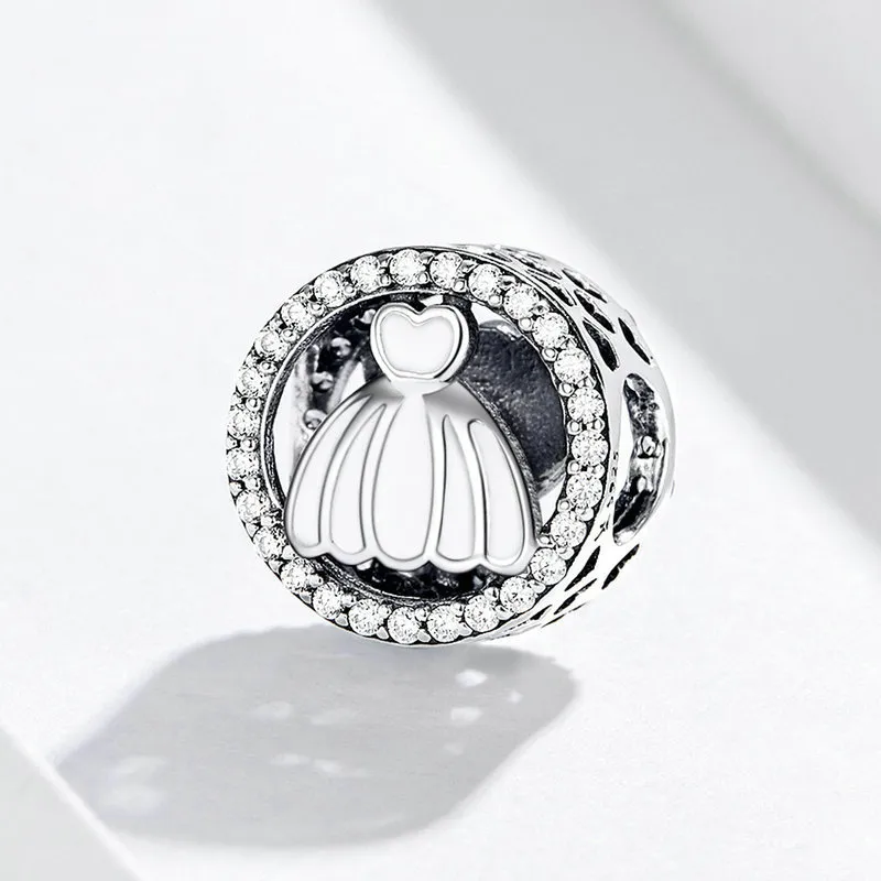 Pandora Style Silver Wedding Gown Charm - SCC1228