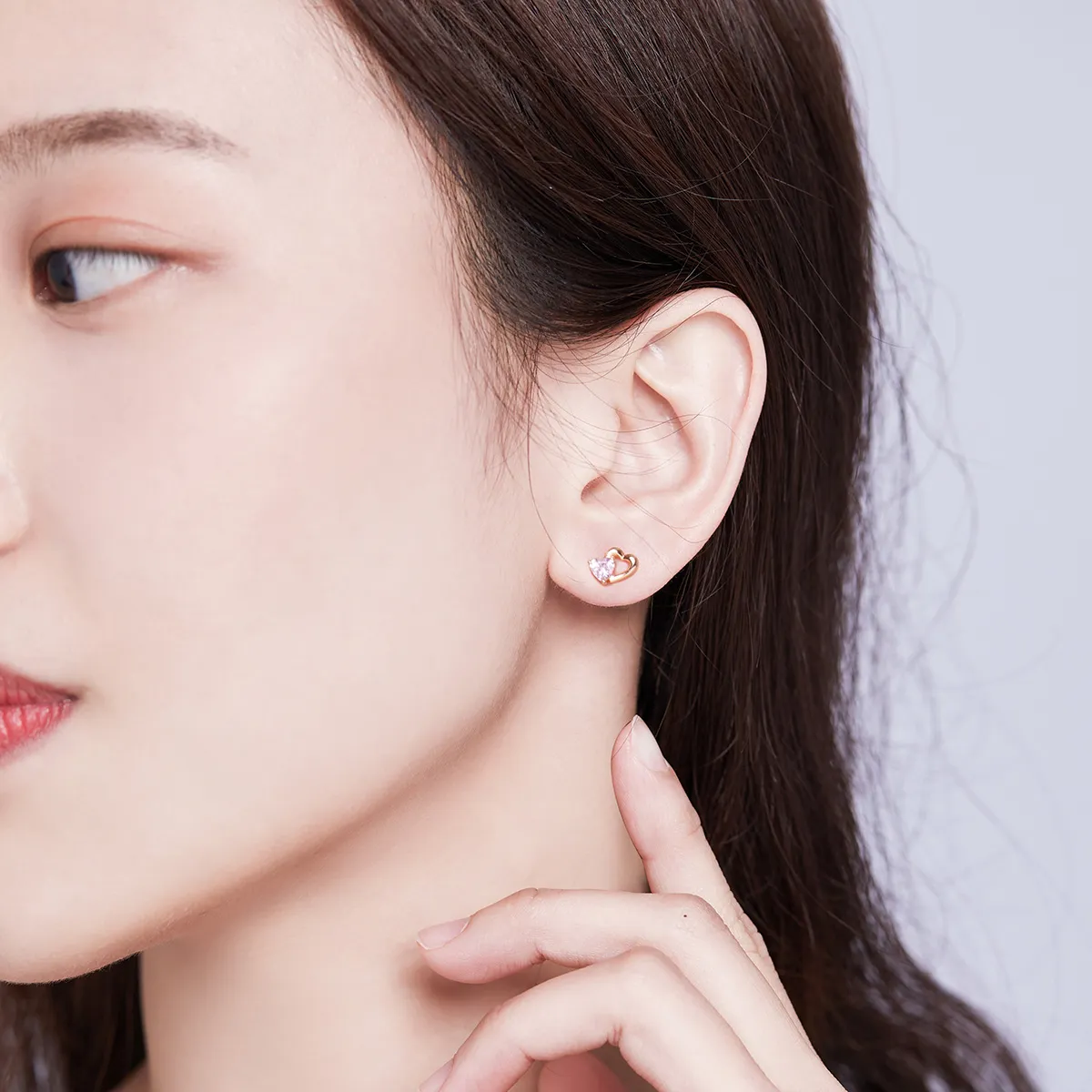 Pandora Style Rose Gold Palpitation Stud Earrings - SCE090-C