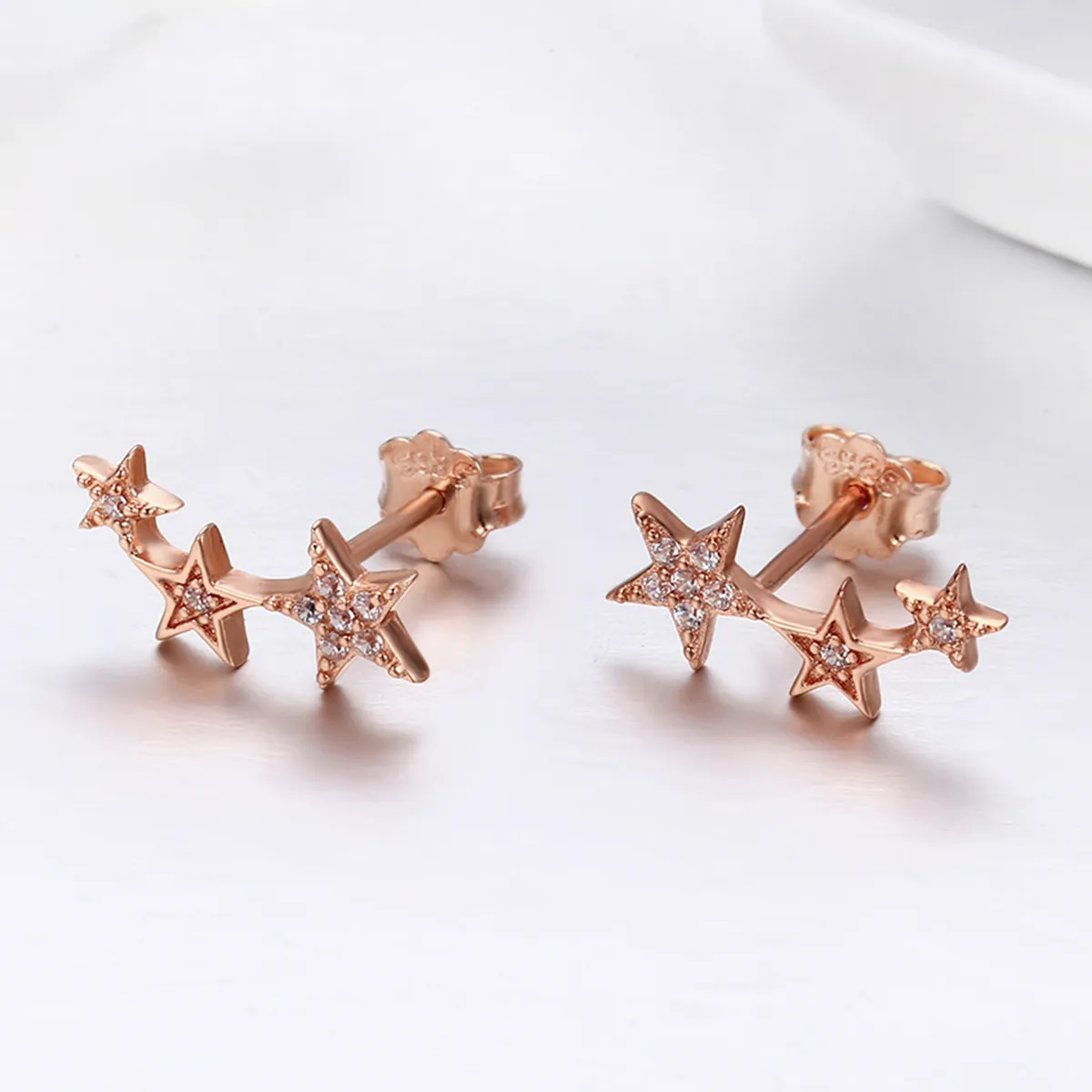 Pandora Style Rose Gold Secrets of Stars Stud Earrings - SCE291