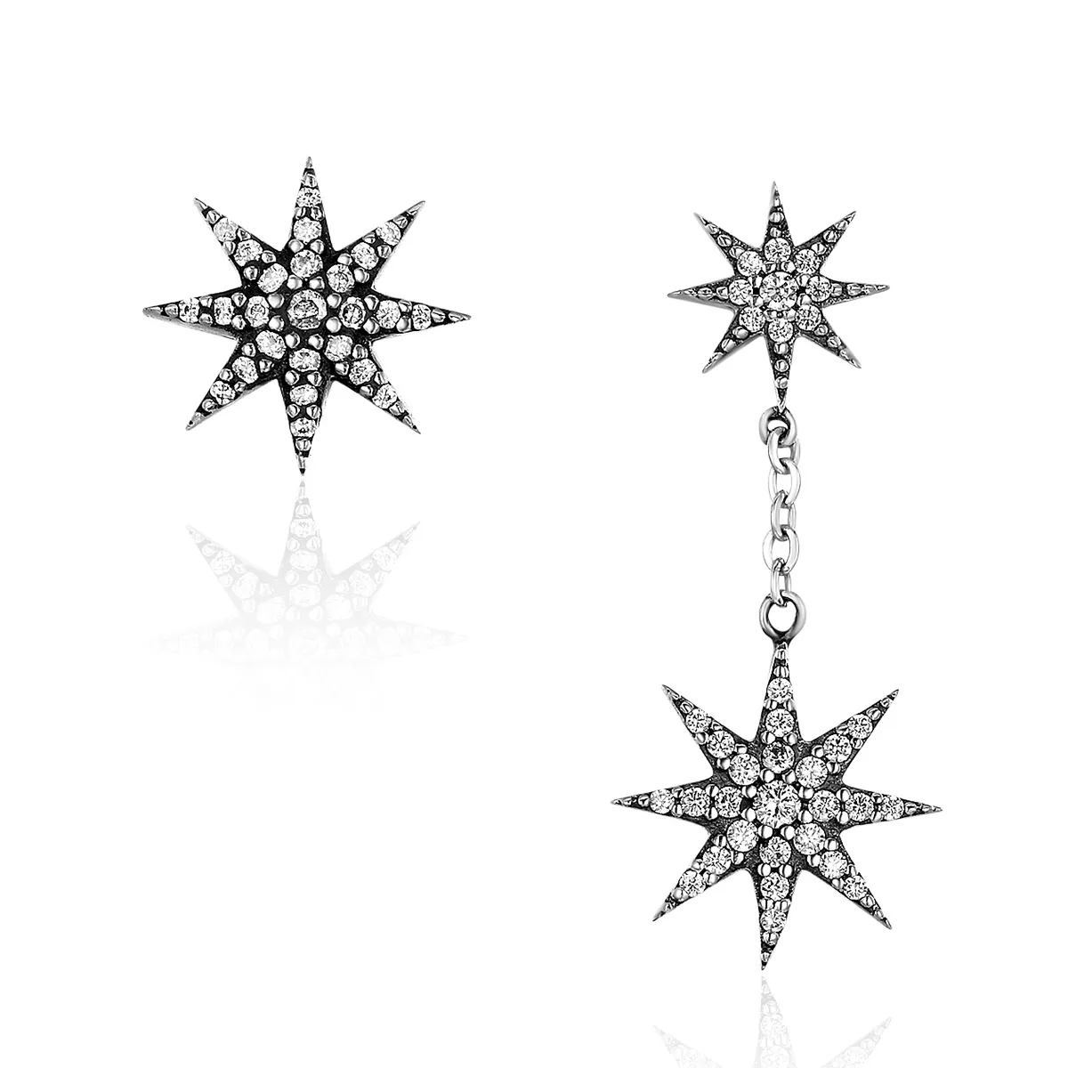 pandora style silver bright stars stud earrings sce108