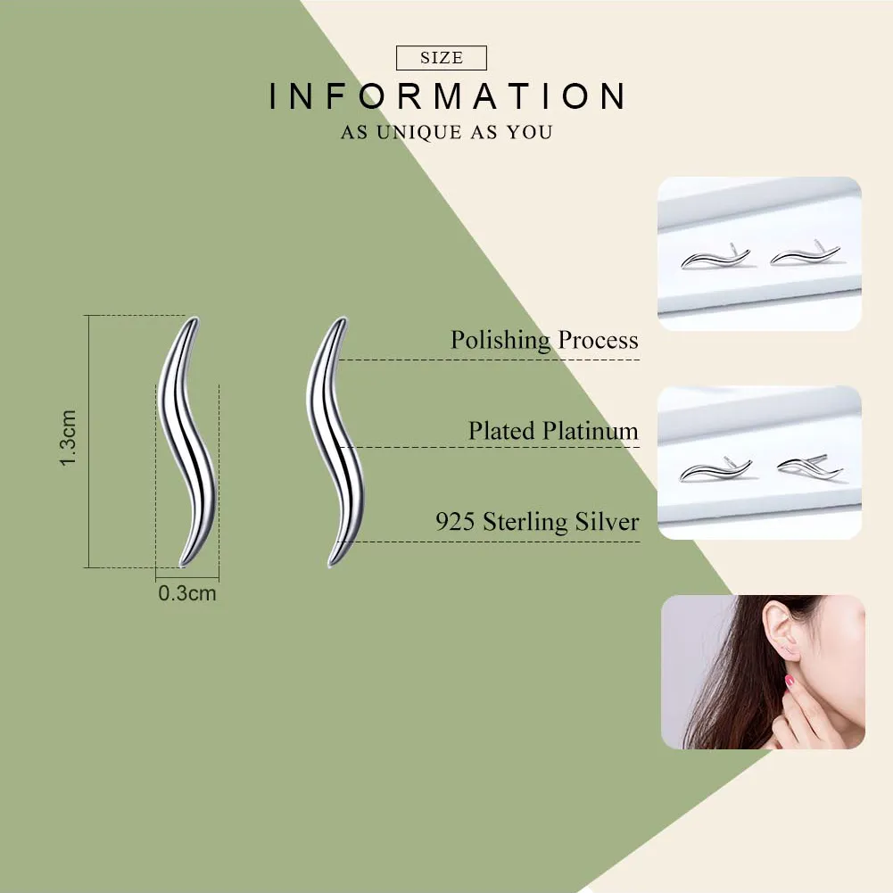 Pandora Style Silver Curves Stud Earrings - SCE600