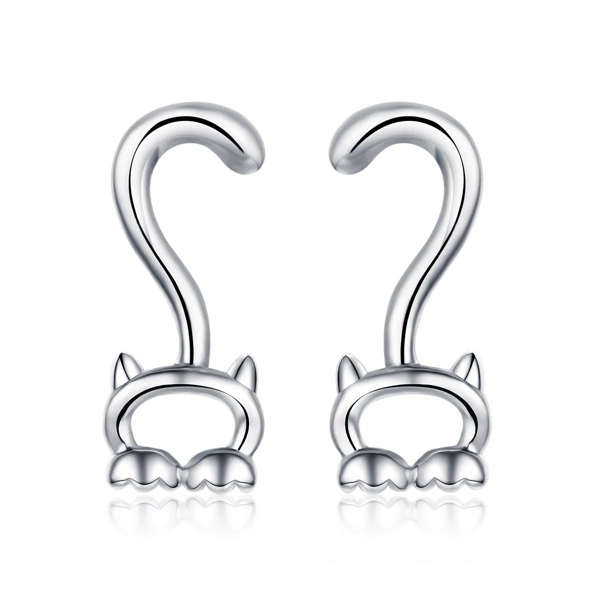 Pandora Style Silver Cute Cats Stud Earrings - SCE564
