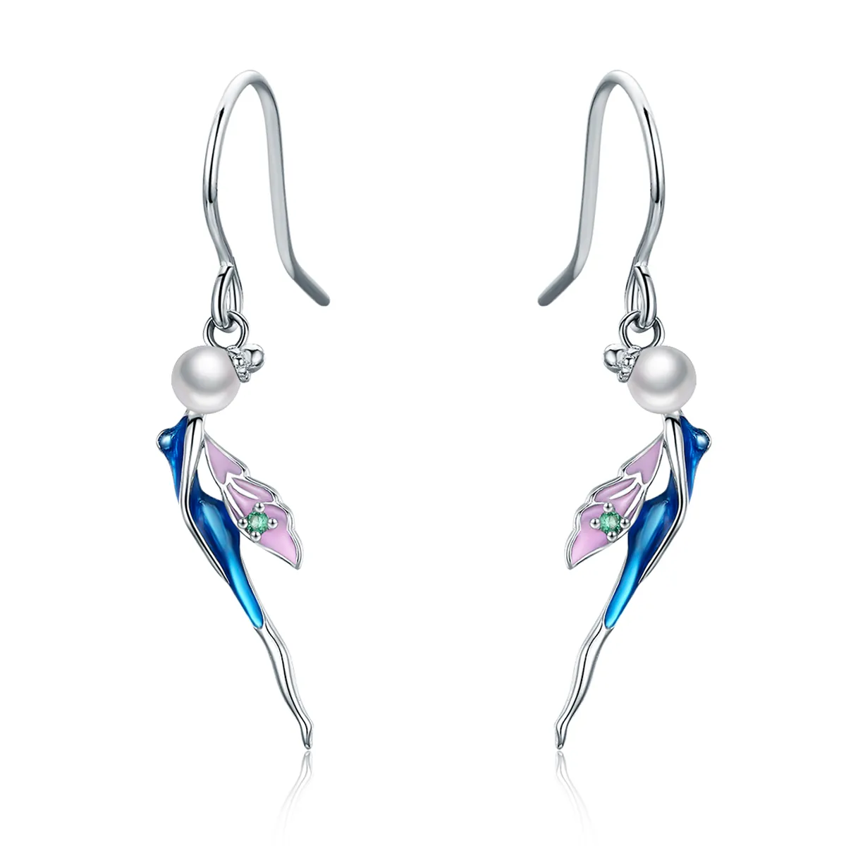 Pandora Style Silver Cute Fairy Hanging Earrings - SCE378
