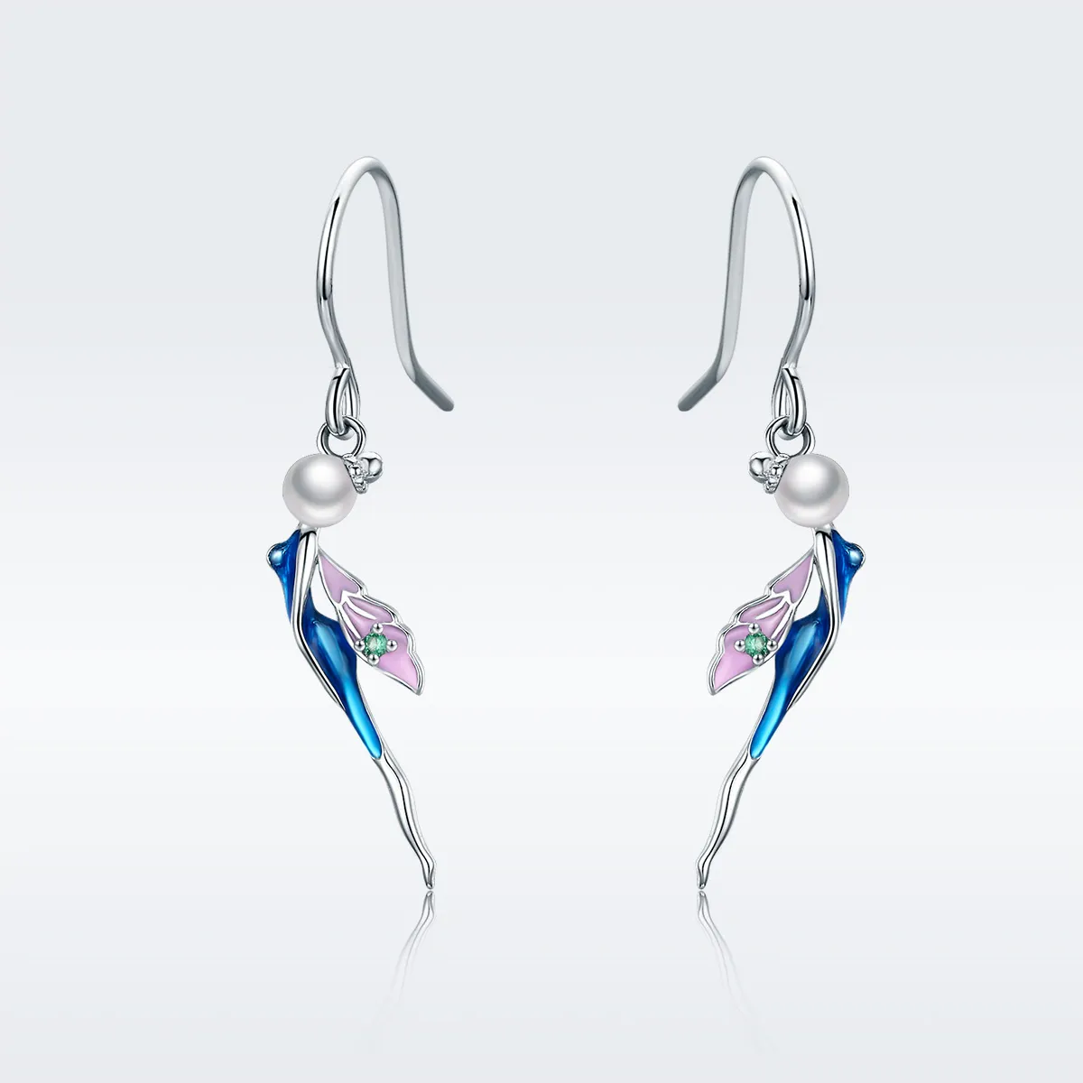 Pandora Style Silver Cute Fairy Hanging Earrings - SCE378