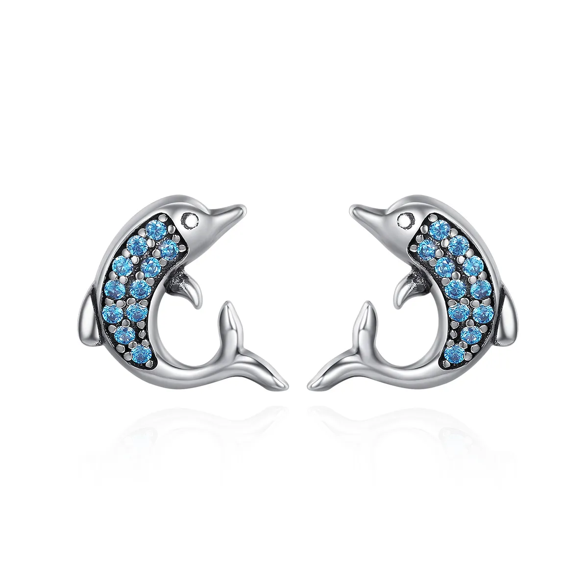 pandora style silver dolphin stud earrings sce223