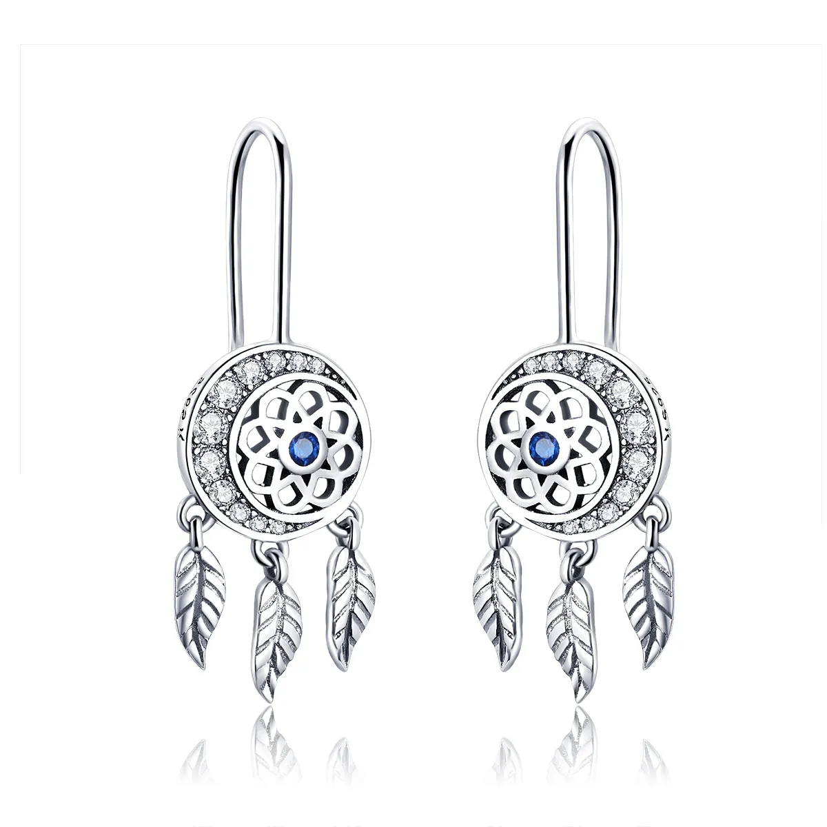 pandora style silver dreamcatcher hanging earrings sce497