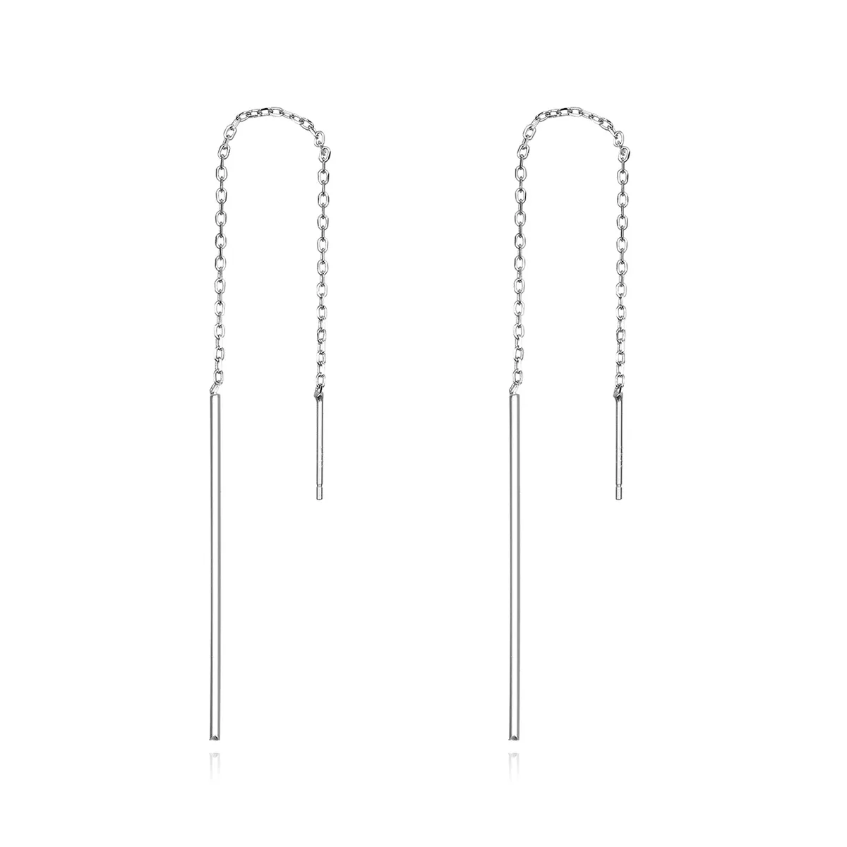 pandora style silver elegant line hanging earrings sce490
