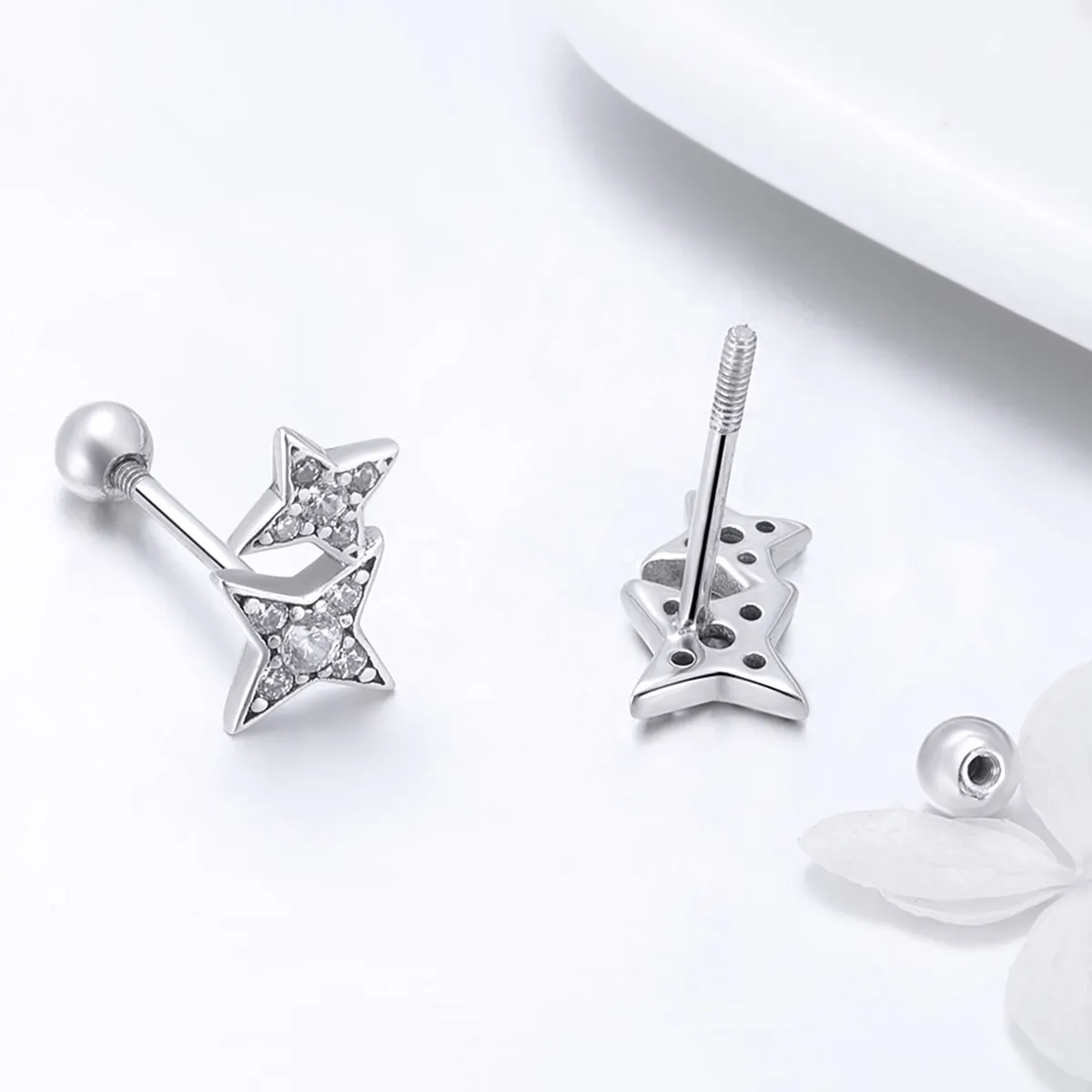 Pandora Style Silver Fascinating Starlight Stud Earrings - SCE432