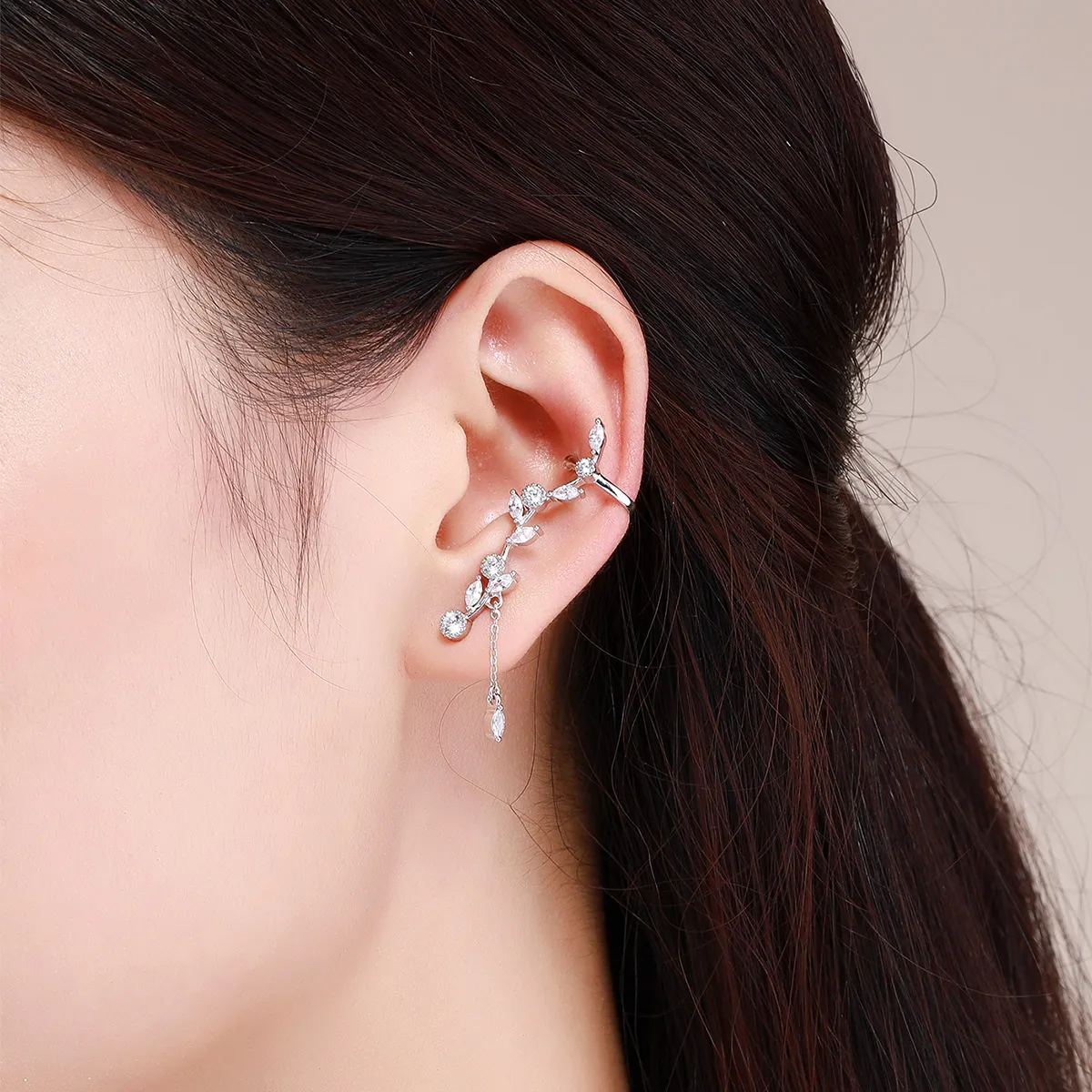 Pandora Style Silver Flower Branch Stud Earrings - SCE429