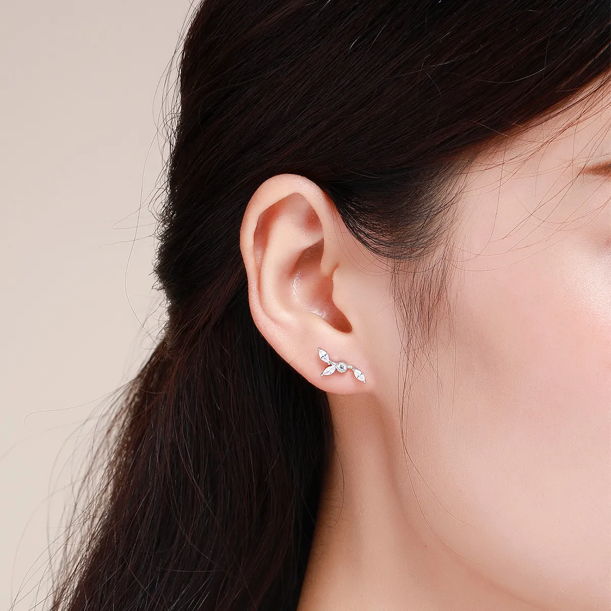Pandora Style Silver Flower Branch Stud Earrings - SCE429