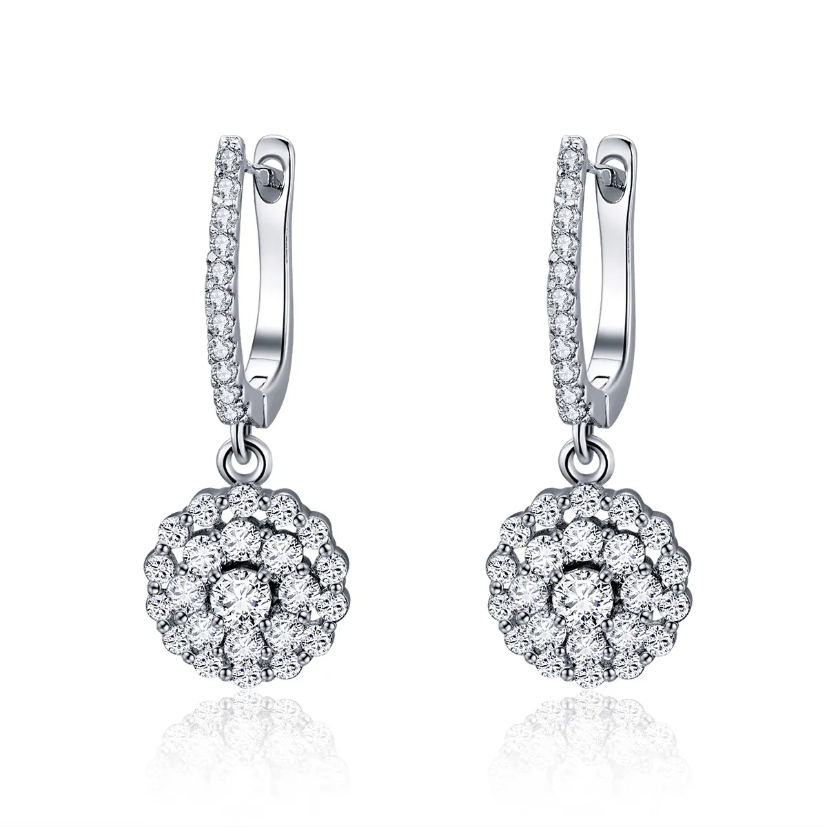 pandora style silver flower of light hanging earrings sce517