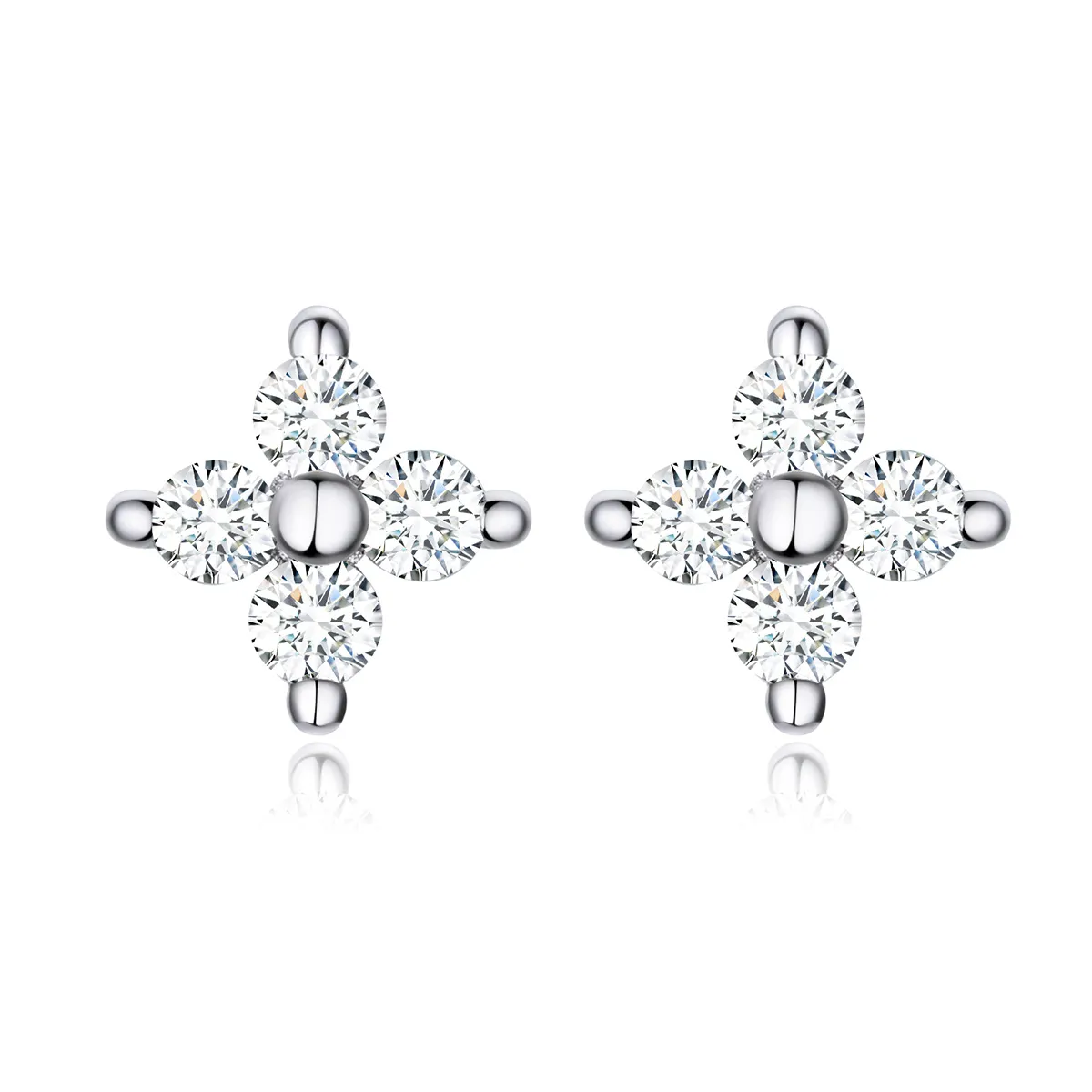 pandora style silver flower of light stud earrings sce648