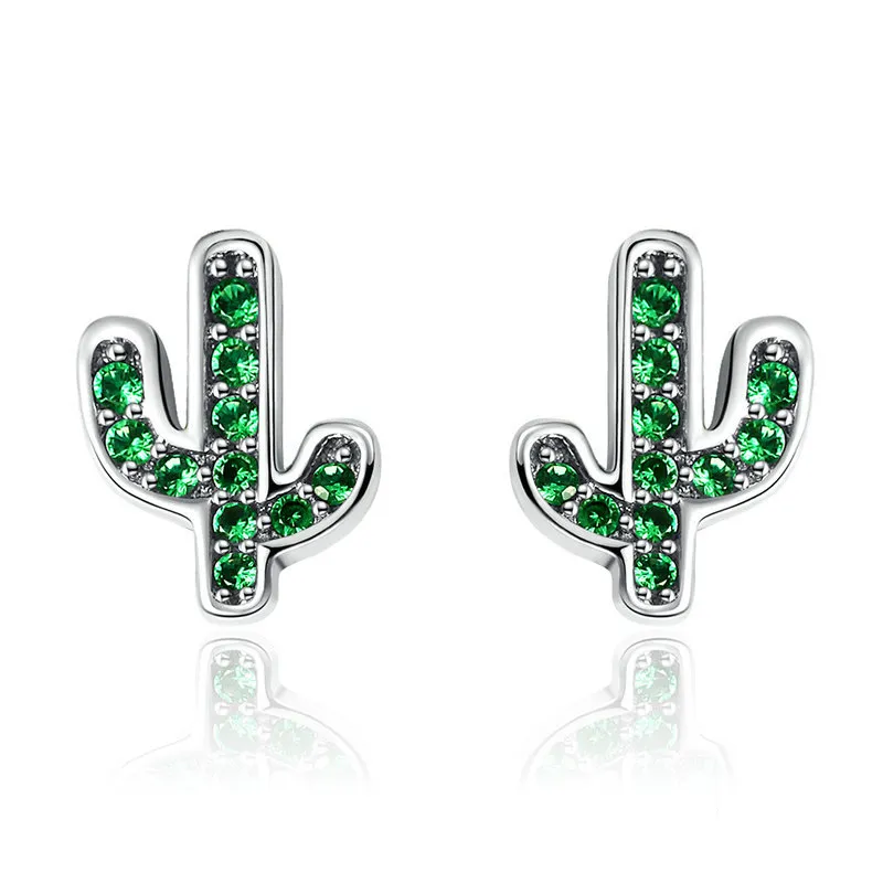 pandora style silver fresh cactus stud earrings sce097