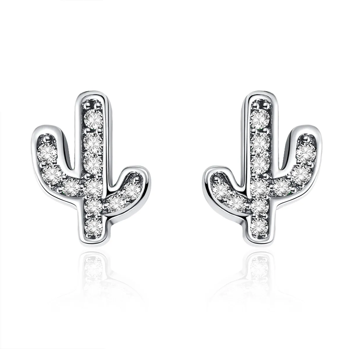 Pandora Style Silver Fresh Cactus Stud Earrings - SCE286