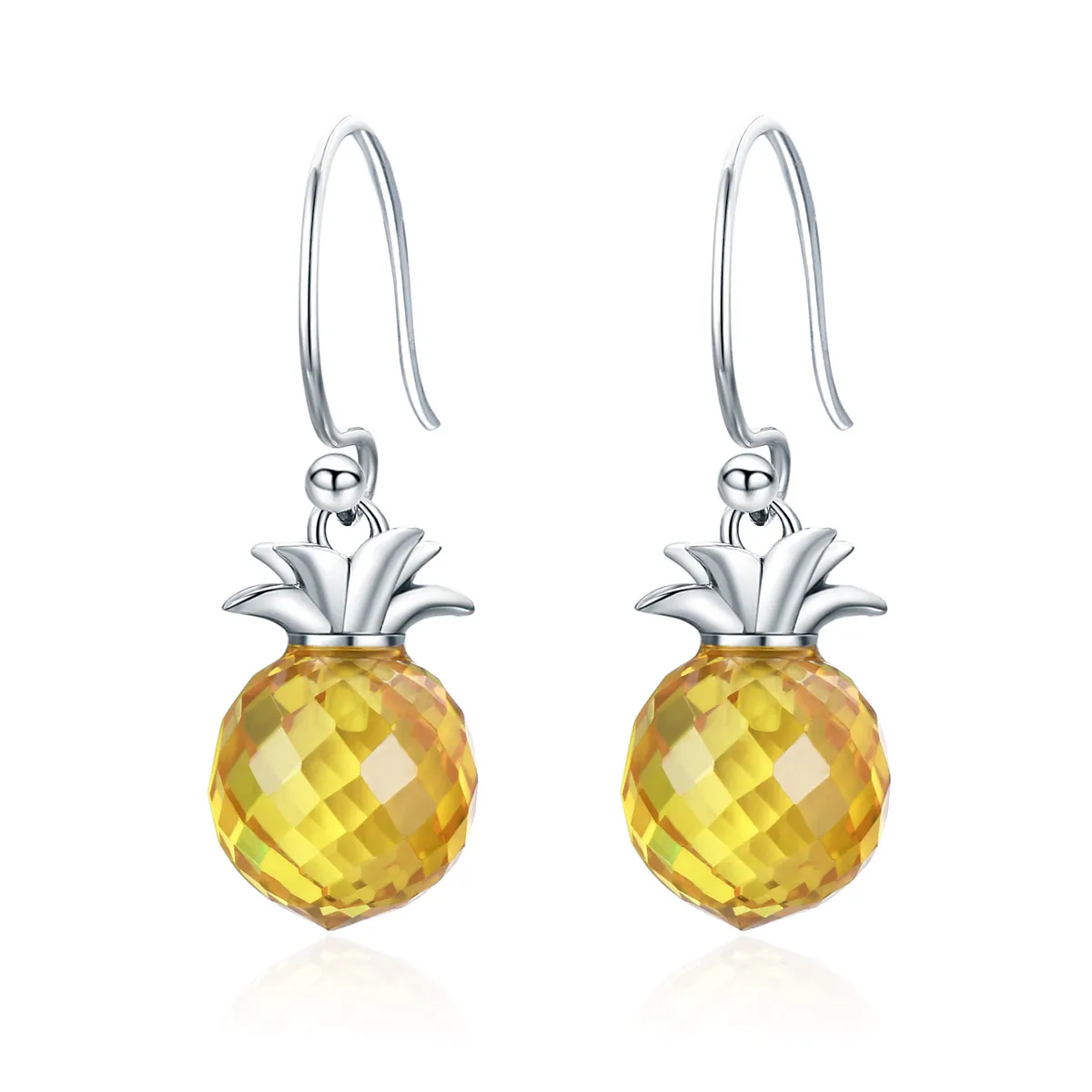pandora style silver fresh pineapple hanging earrings sce265