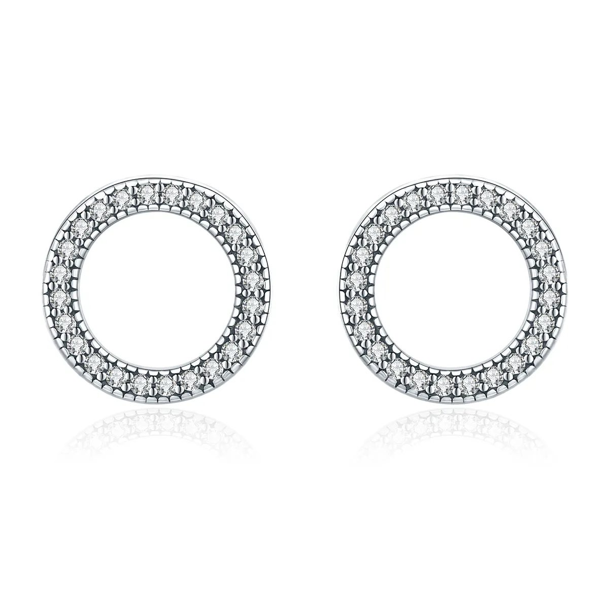 pandora style silver geometry light stud earrings sce417