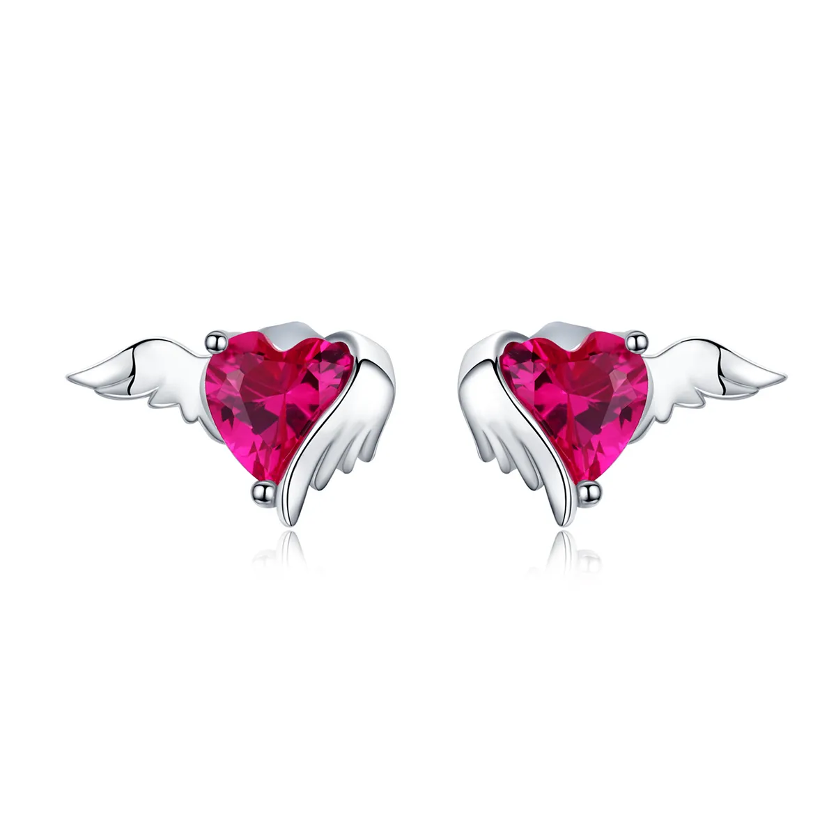 Pandora Style Silver Guardian Heart Stud Earrings - SCE690