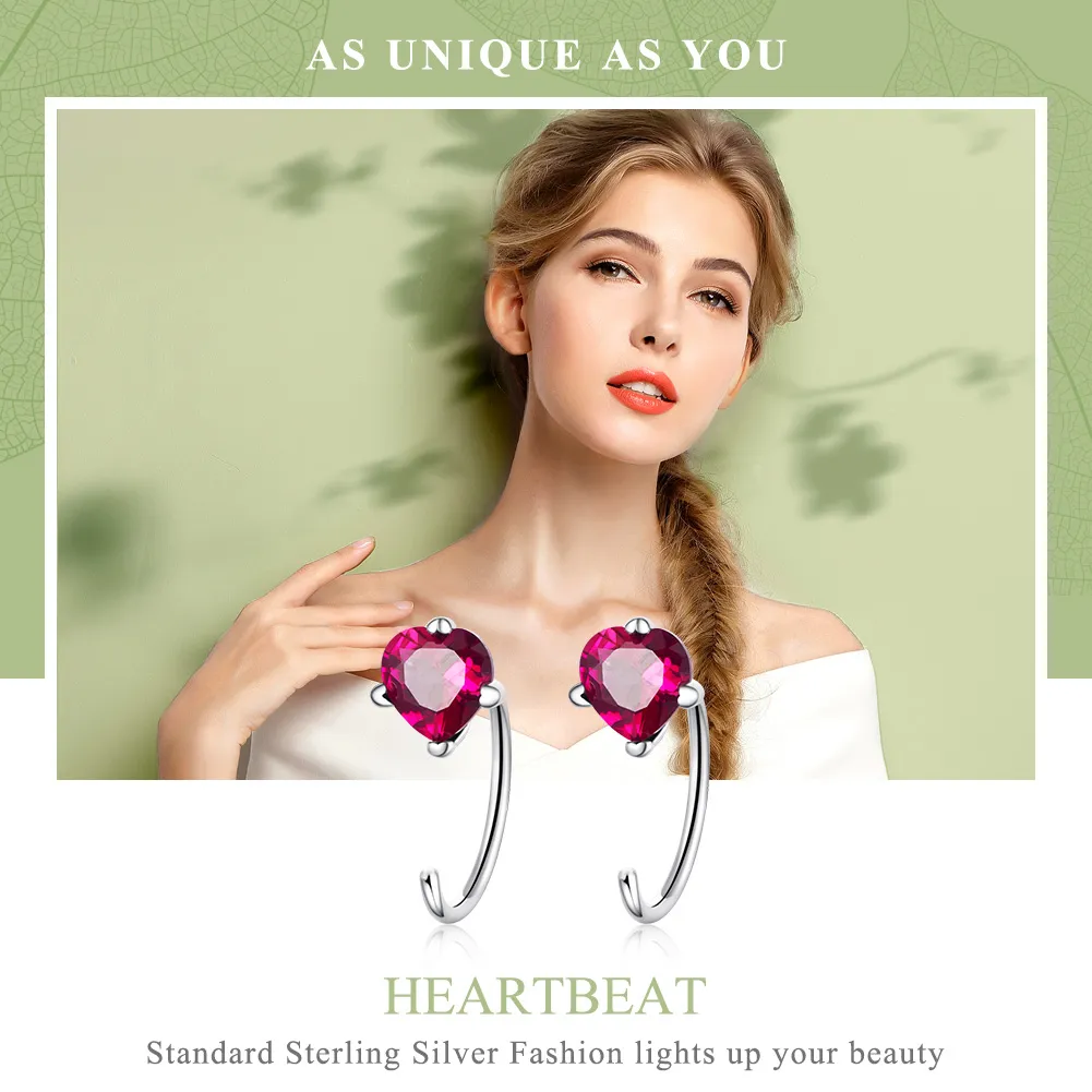 Pandora Style Silver Heartbeat Hanging Earrings - SCE531