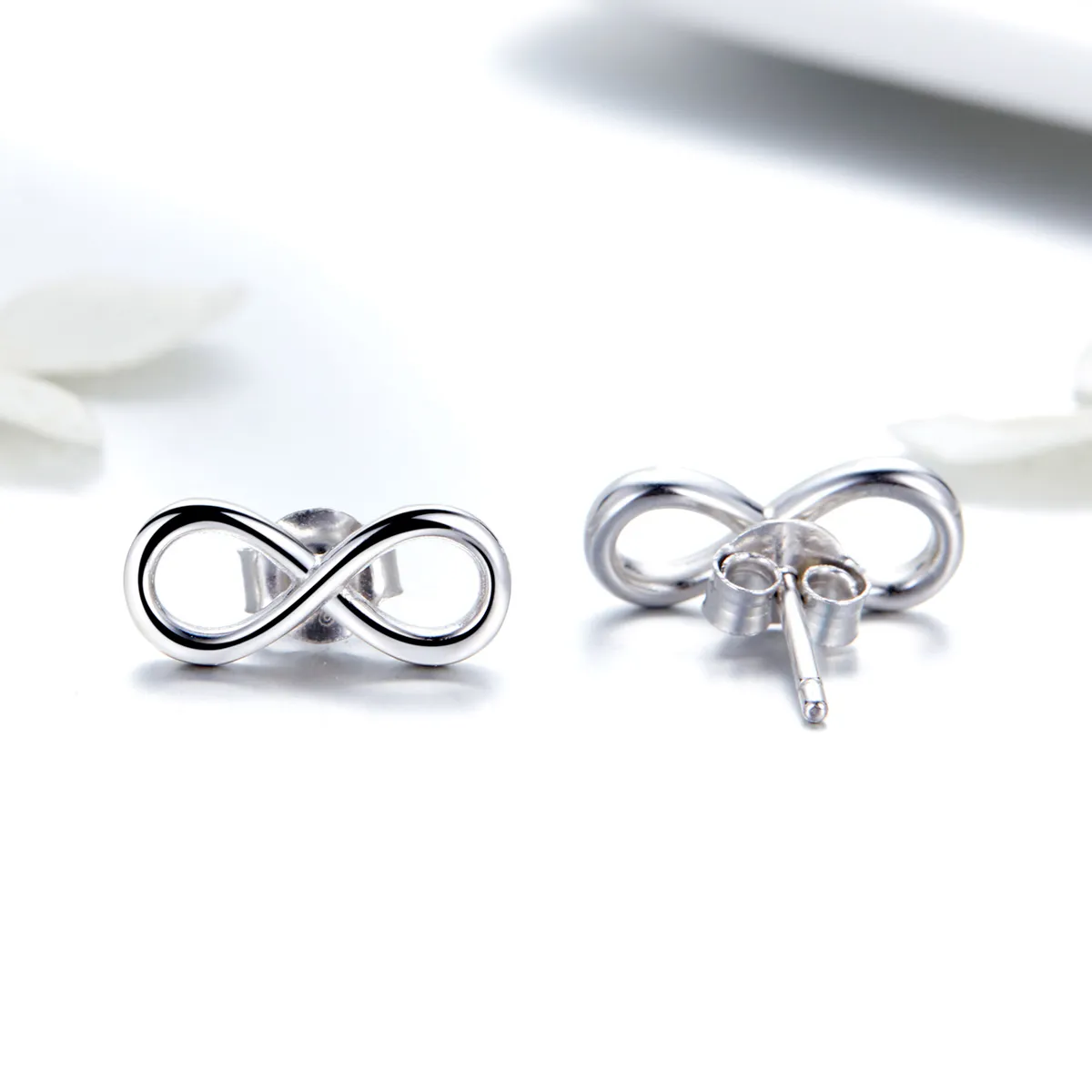 Pandora Style Silver Infinite Love Stud Earrings - SCE562